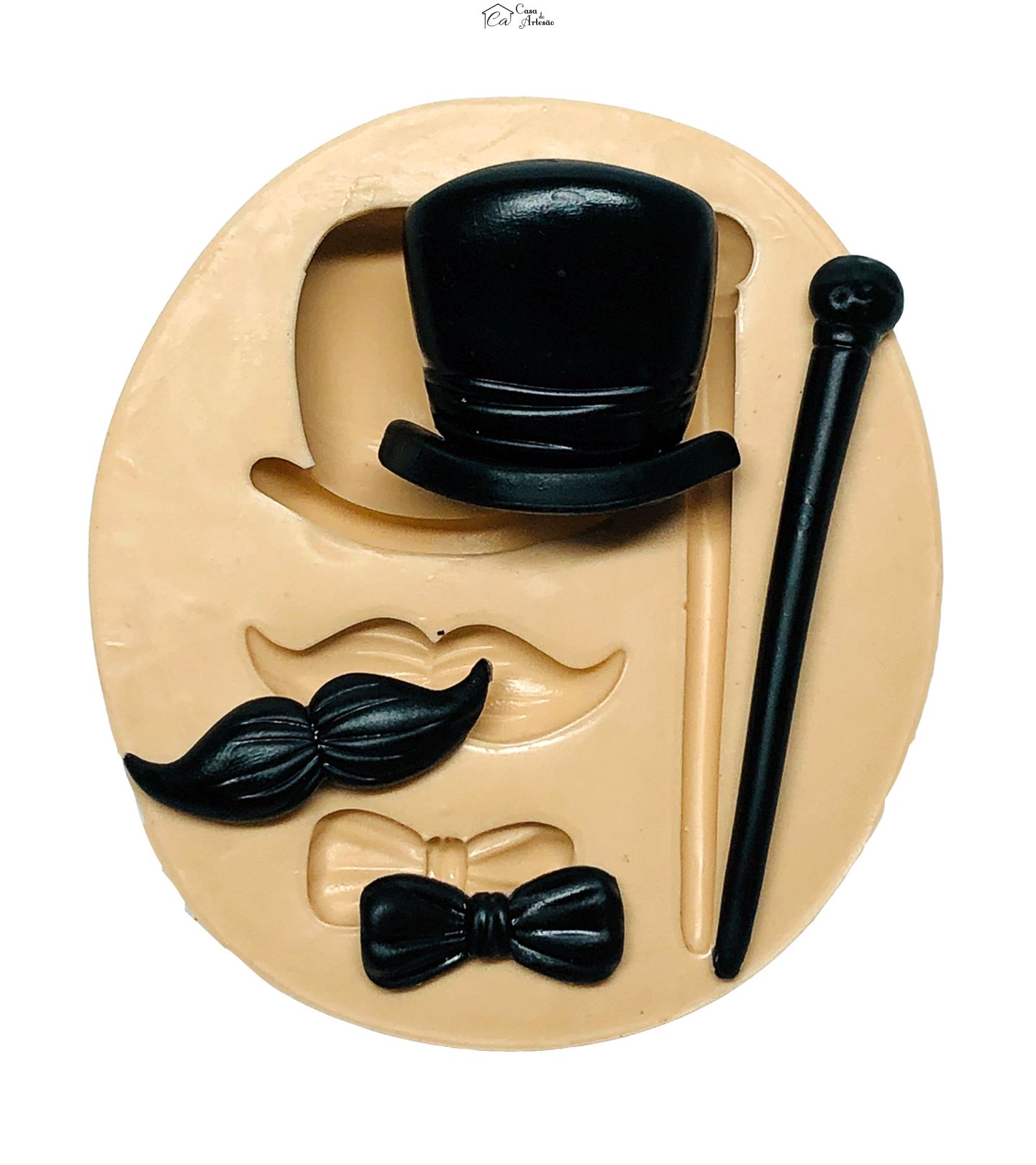 Molde de silicone - Cartola - Kit - Bigode, Laço, Bengala - Grande - P724