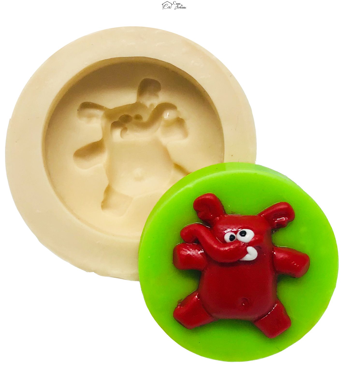 Molde de silicone - Galinha Pintadinha com Base - Elefante - Pequeno - P505