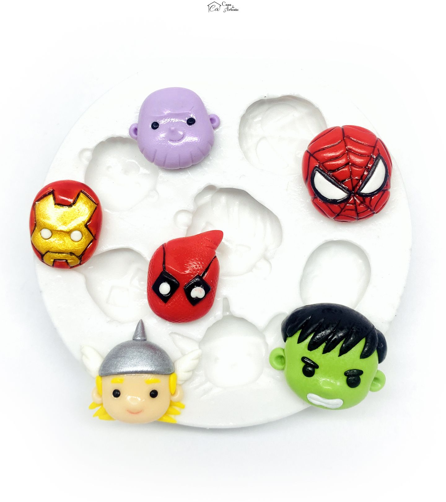 Molde de silicone - Os Vingadores - Fofinhos - Rosto Personagens - Pequeno - P493