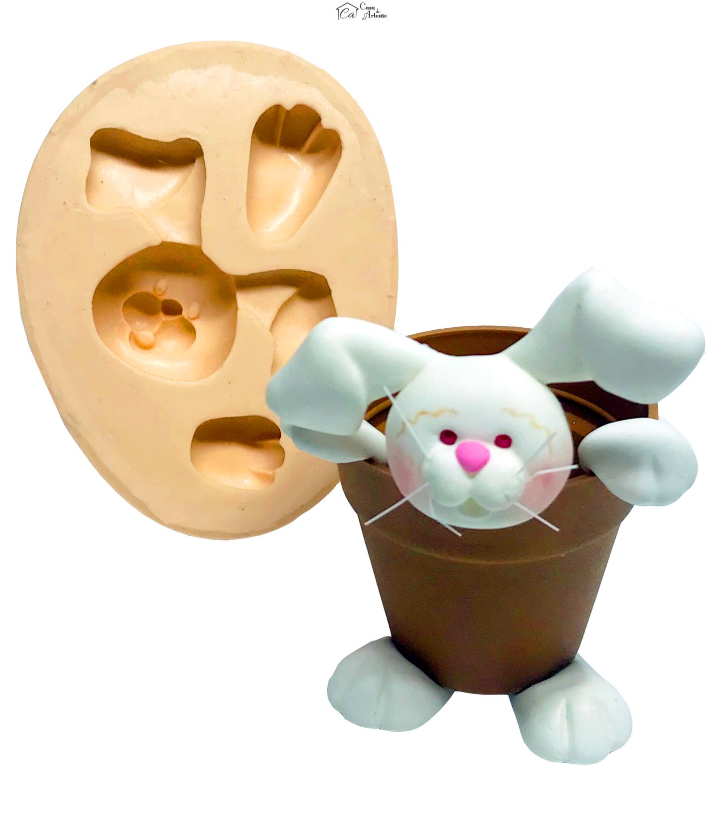 Molde de silicone - Coelho p/ Vaso