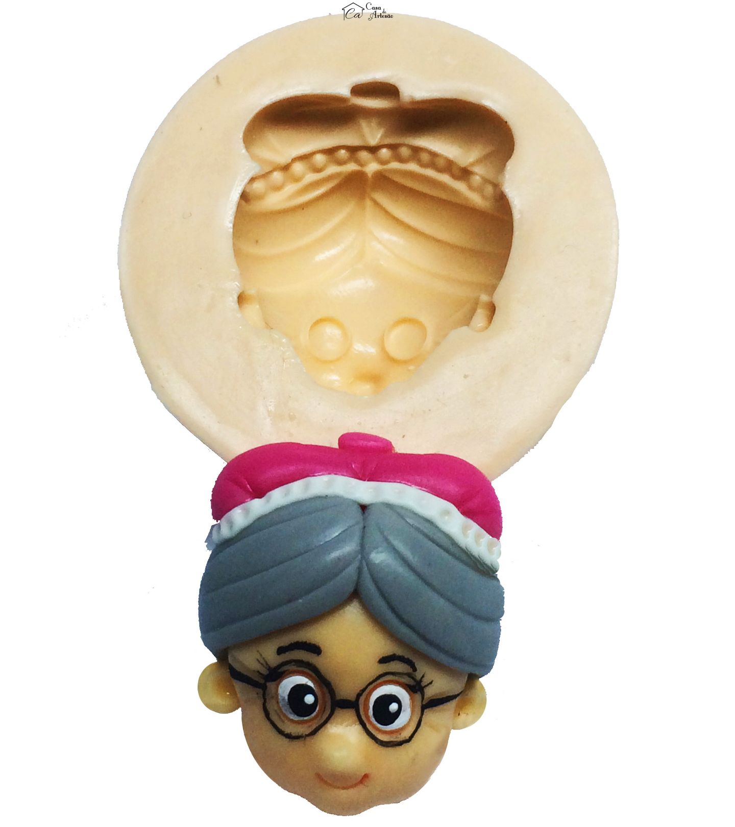 Molde de silicone - Chapeuzinho Vermelho - Rosto Vovozinha - Mod.02 - P160