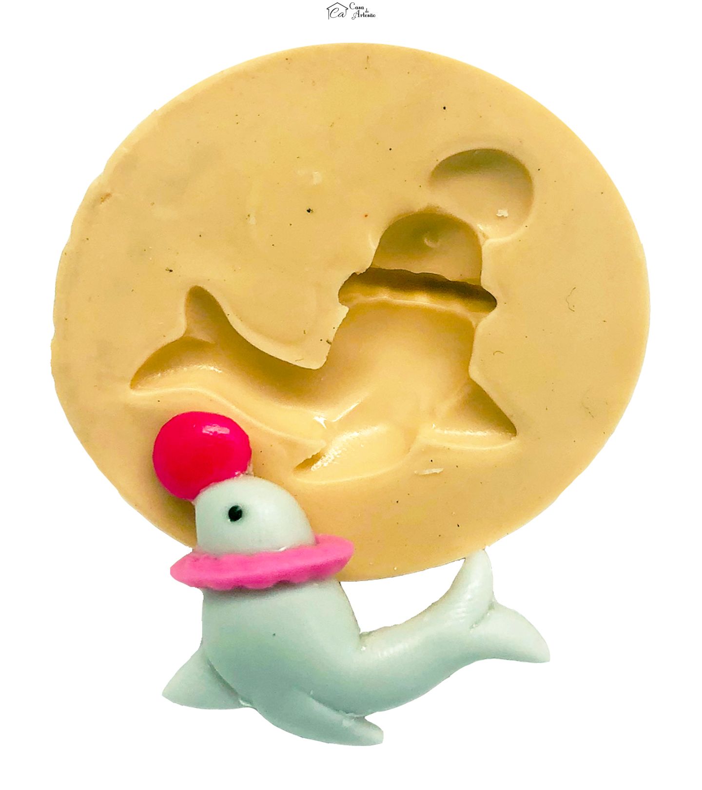 Molde de silicone - Circo Rosa - Foca - Pequena - P819