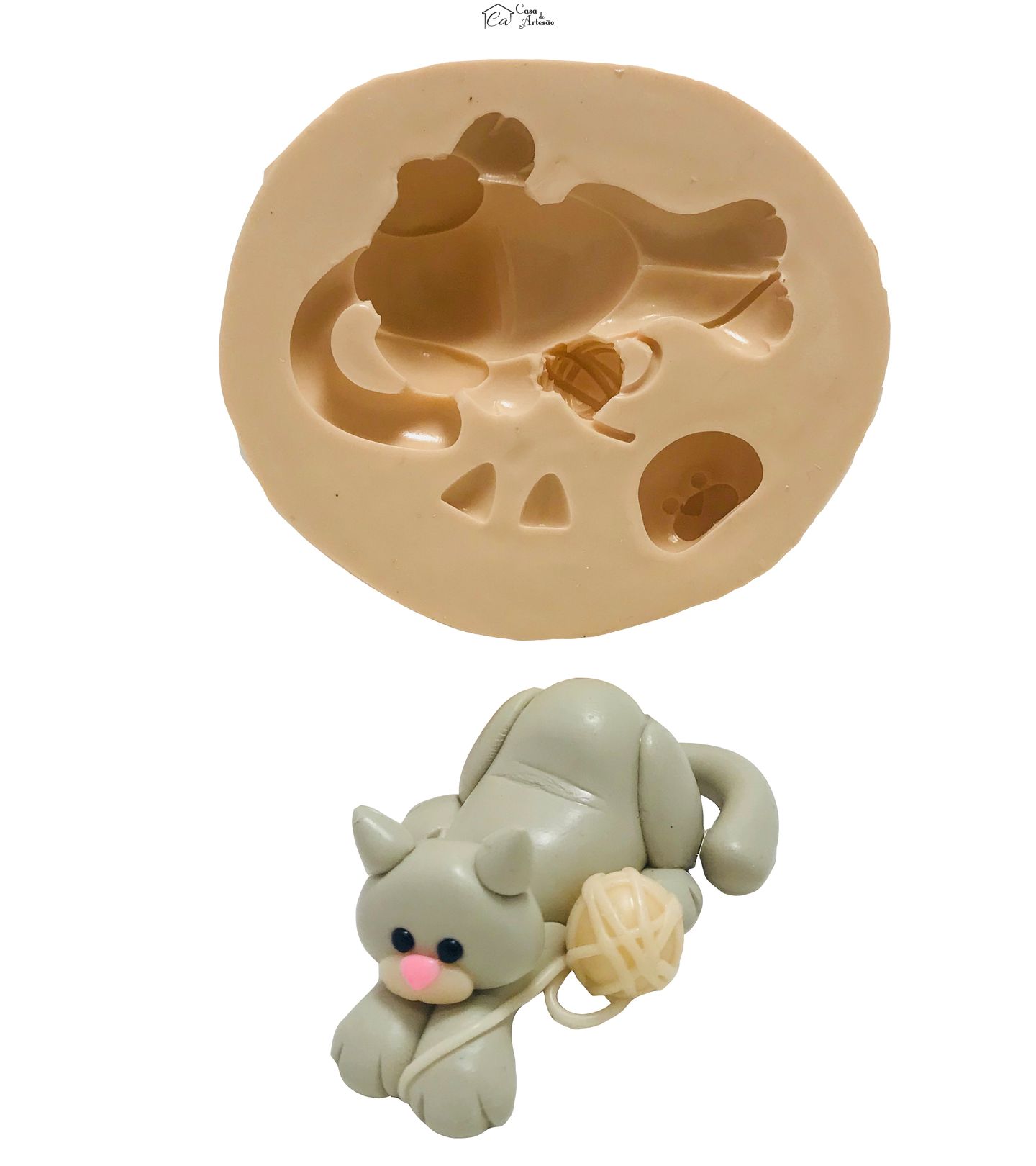 Molde de silicone - Gato com Lã - Grande - P413