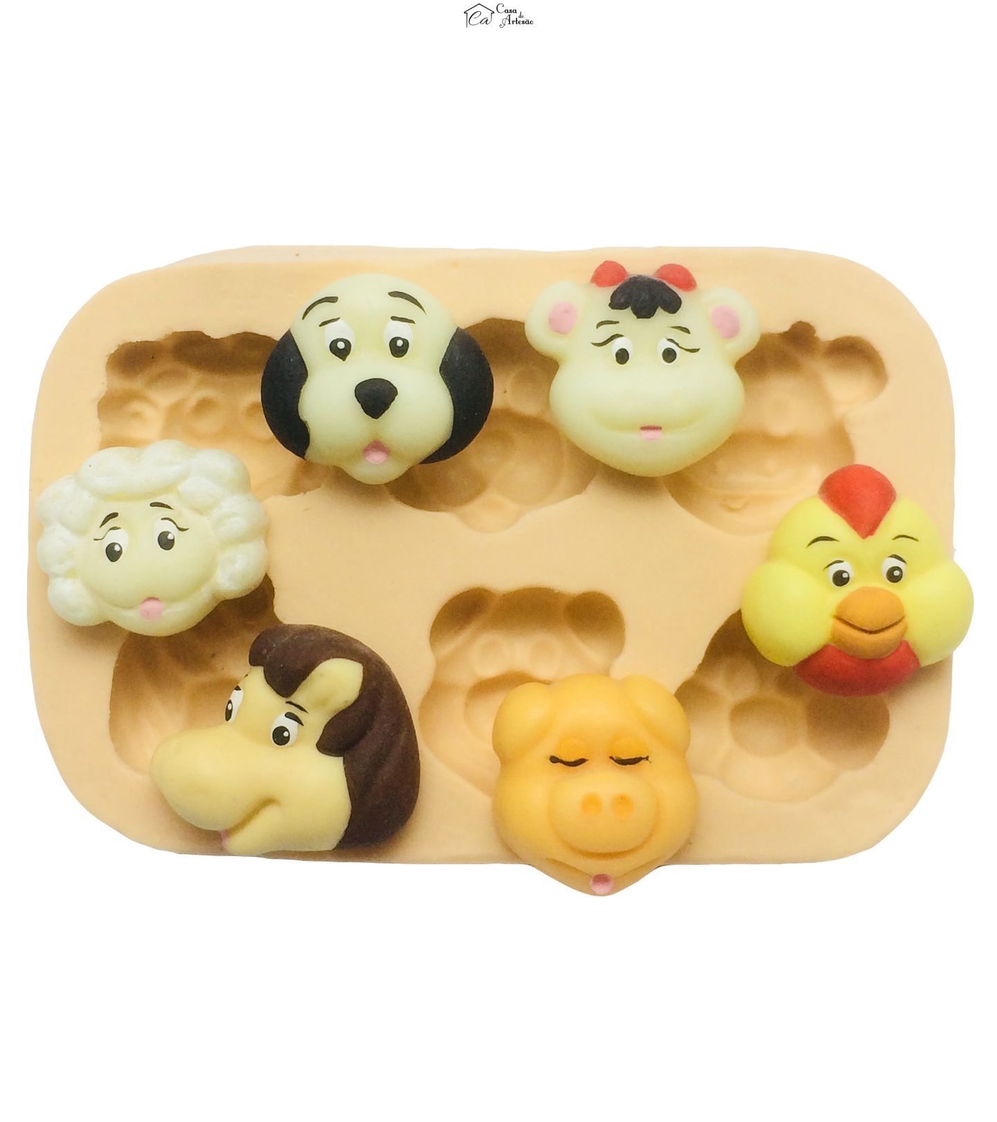 Molde de silicone - Rosto Animais (Ovelha, Vaca, Galinha.....) - P33