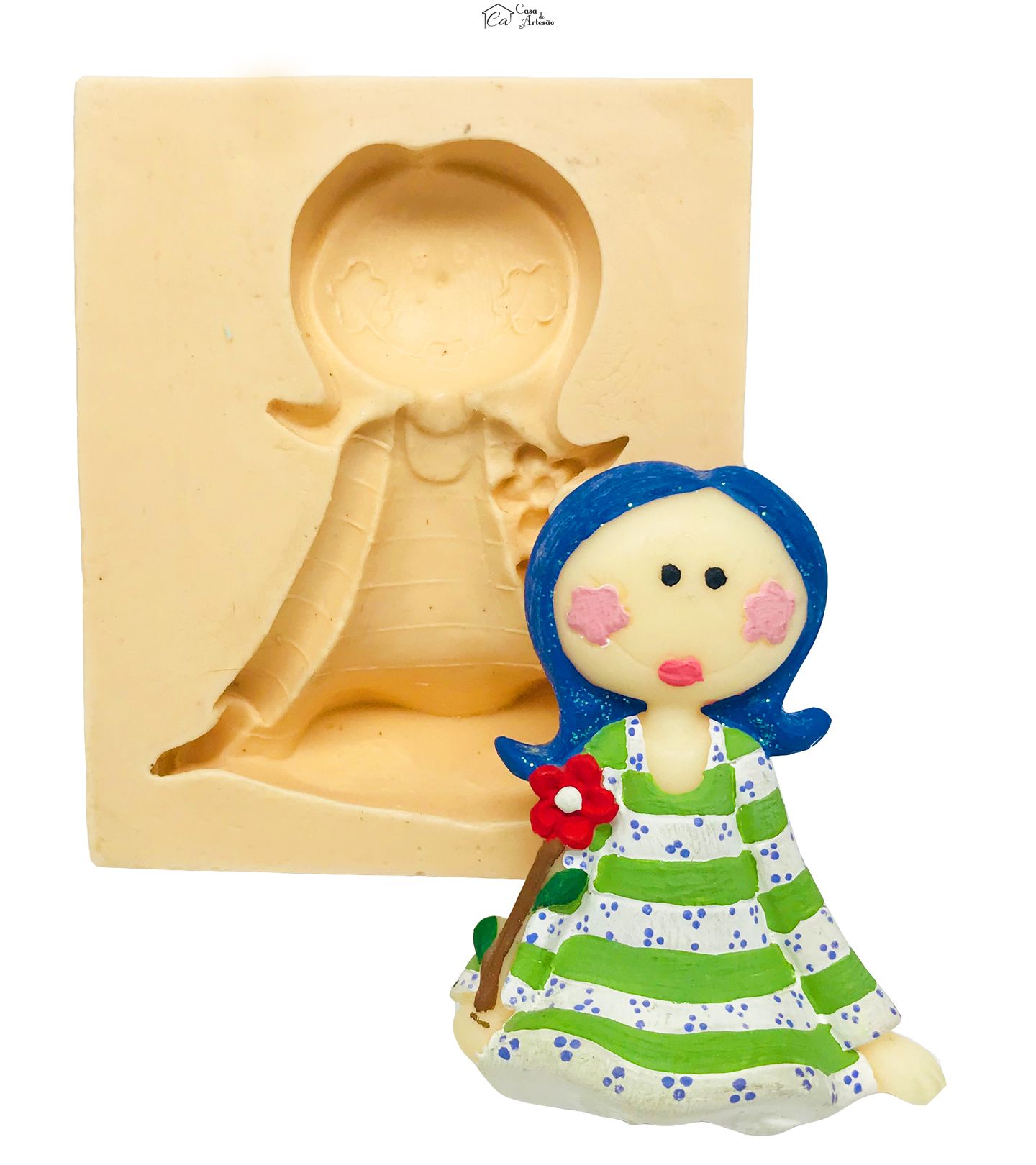 Molde de silicone - Menina c/ Flor - P10