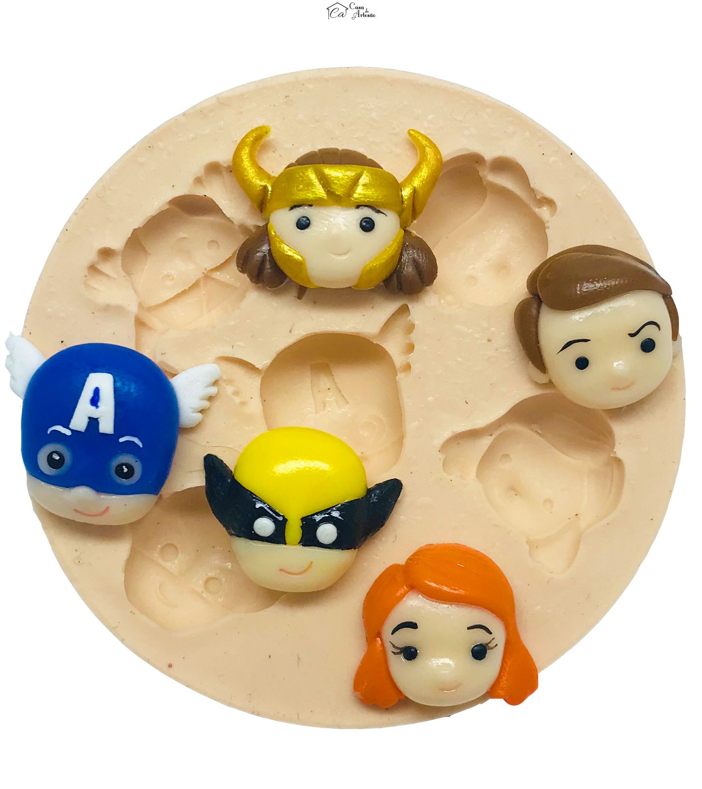 Molde de silicone - Os Vingadores - Fofinhos - Rosto Personagens- Pequeno - P495