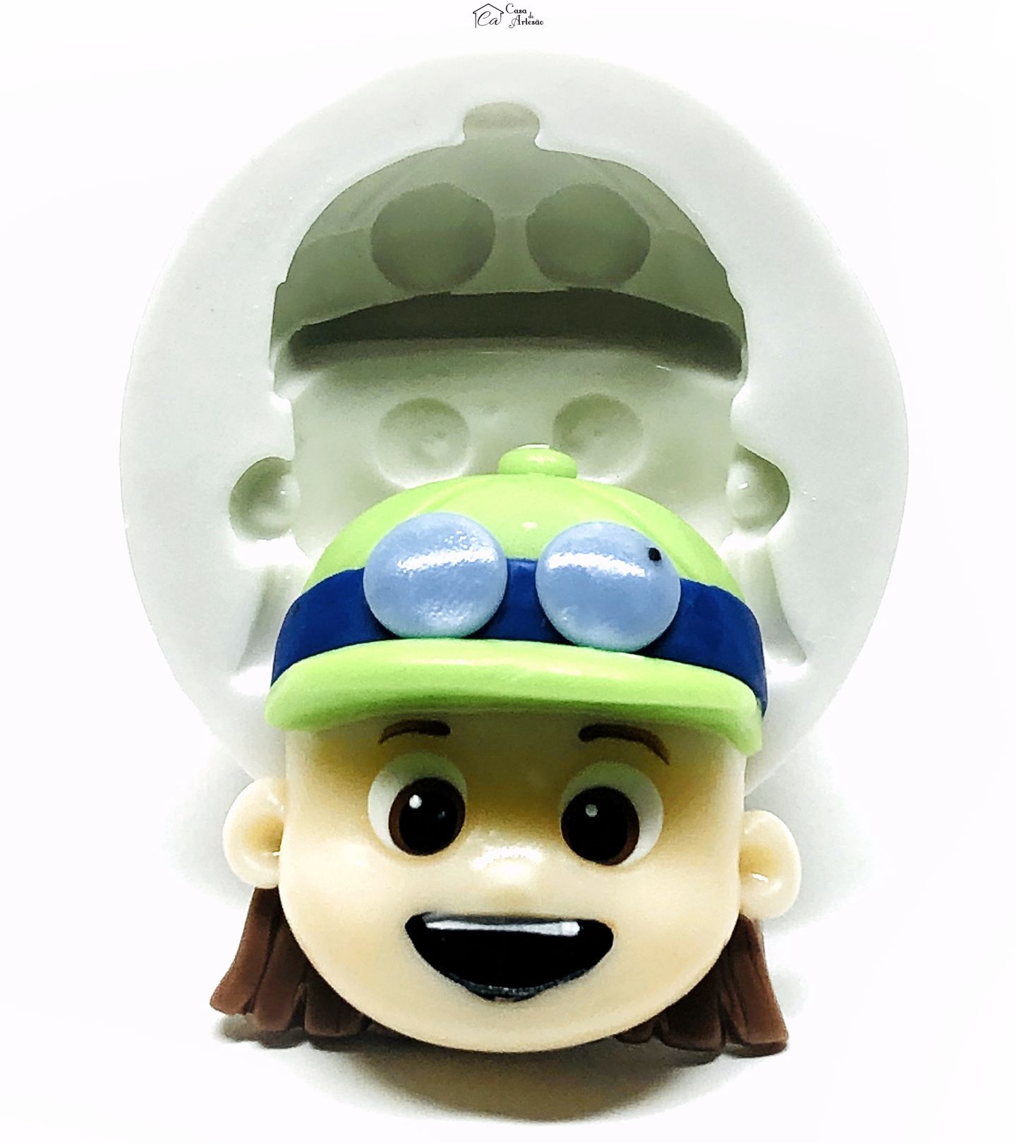 Molde de silicone - Os Aventureiros - Rosto Aventureiro Verde - Grande - P988