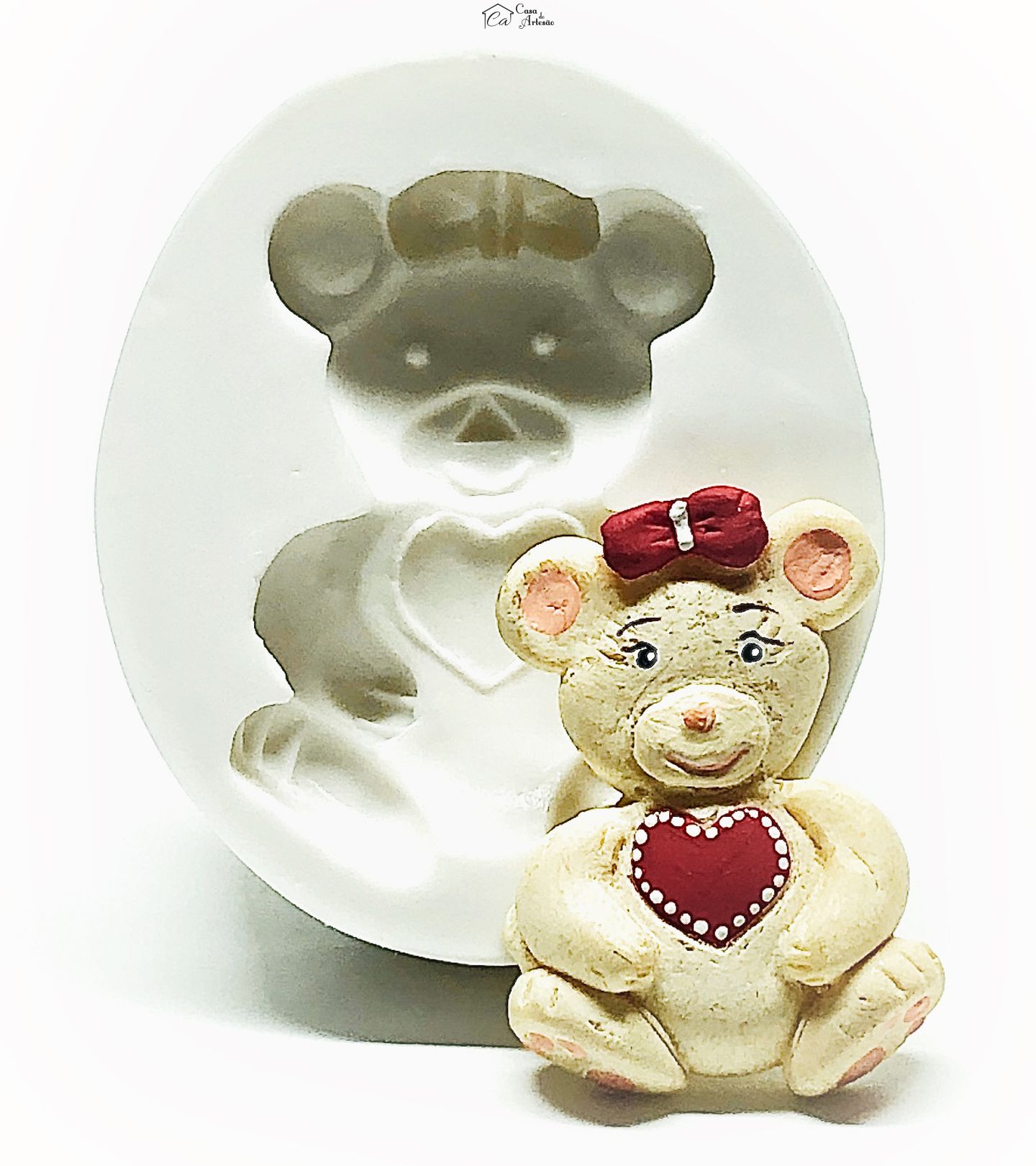Molde de silicone - Ursa c/ Coração - P72