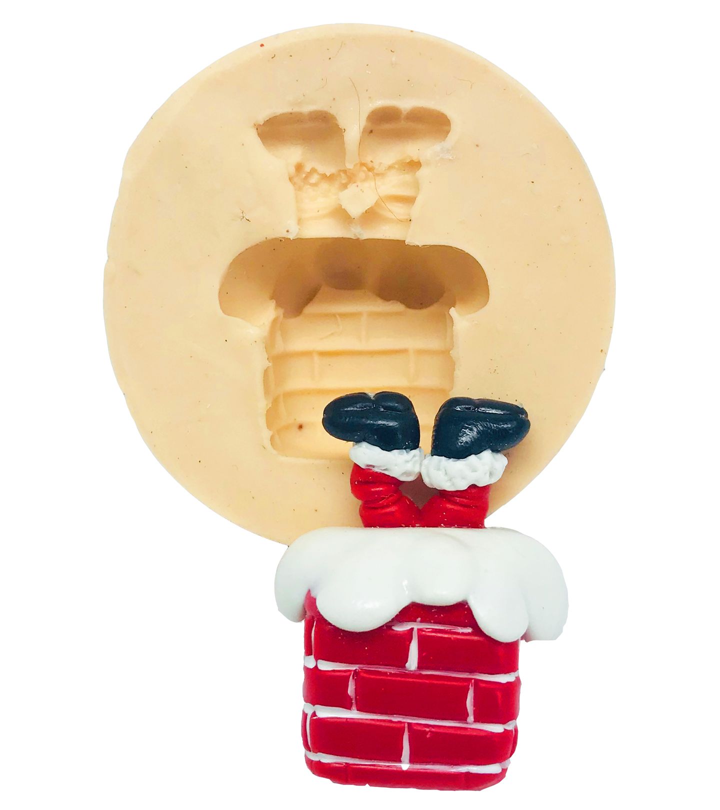 Molde de silicone - Papai Noel Entrando na Chaminé - Pequeno - P466