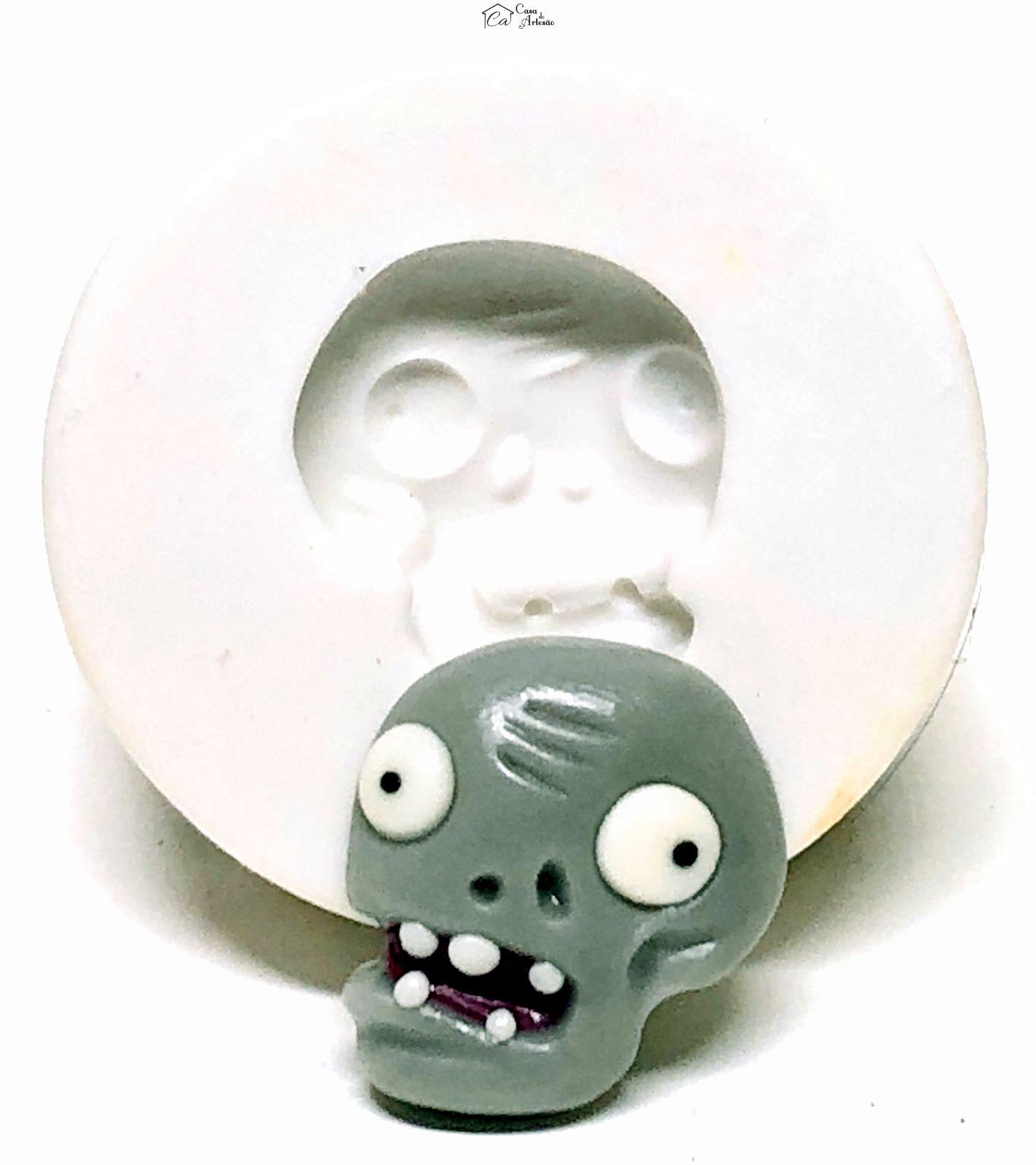 Molde de silicone - Plantas vs Zumbis - Rosto Zumbi - Pequeno - P1071