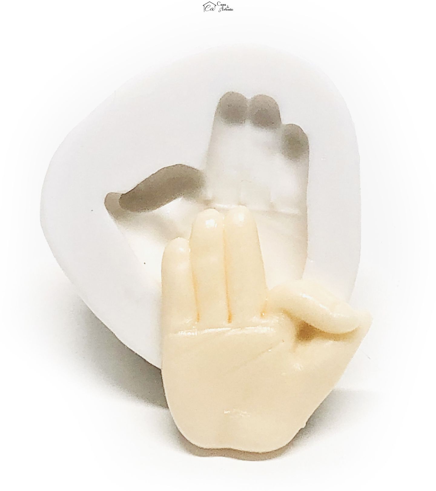 Molde de silicone - Alfabeto Libras - F - Pequeno -P1096