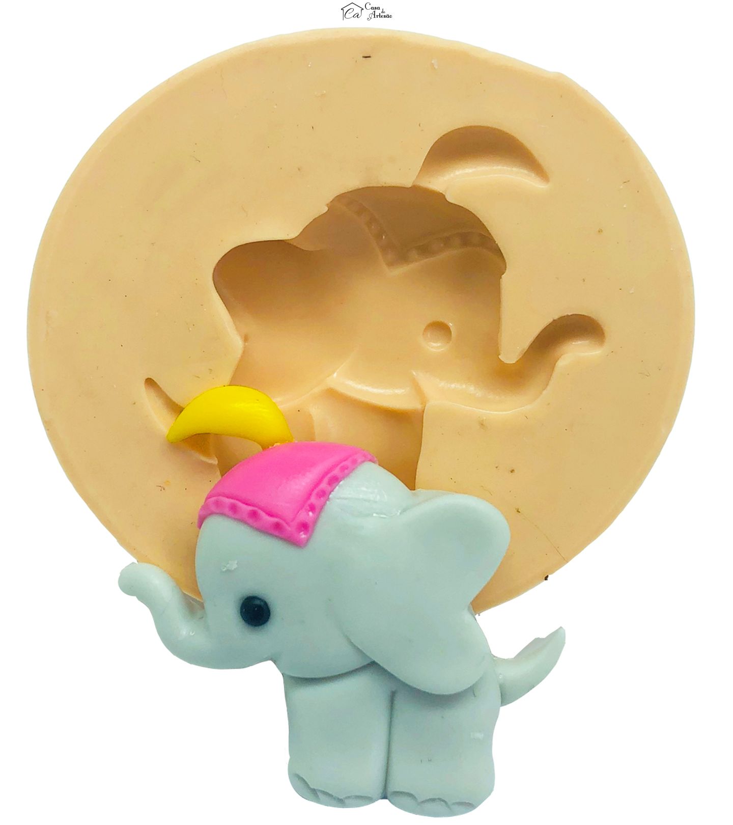 Molde de silicone - Circo Rosa - Elefante - Medio - P824