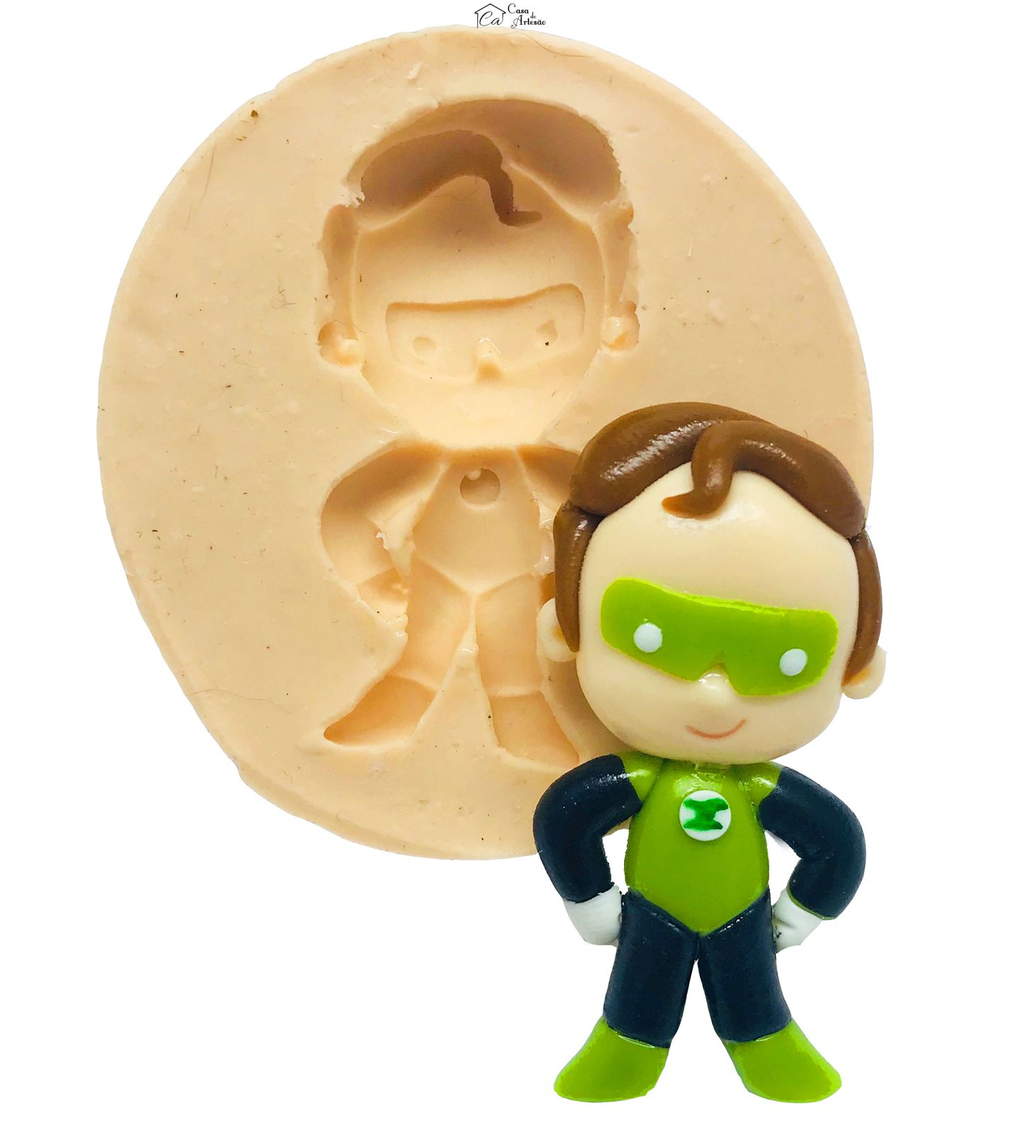 Molde de silicone - Liga da Justiça - Fofinhos - Lanterna Verde - Medio - P496