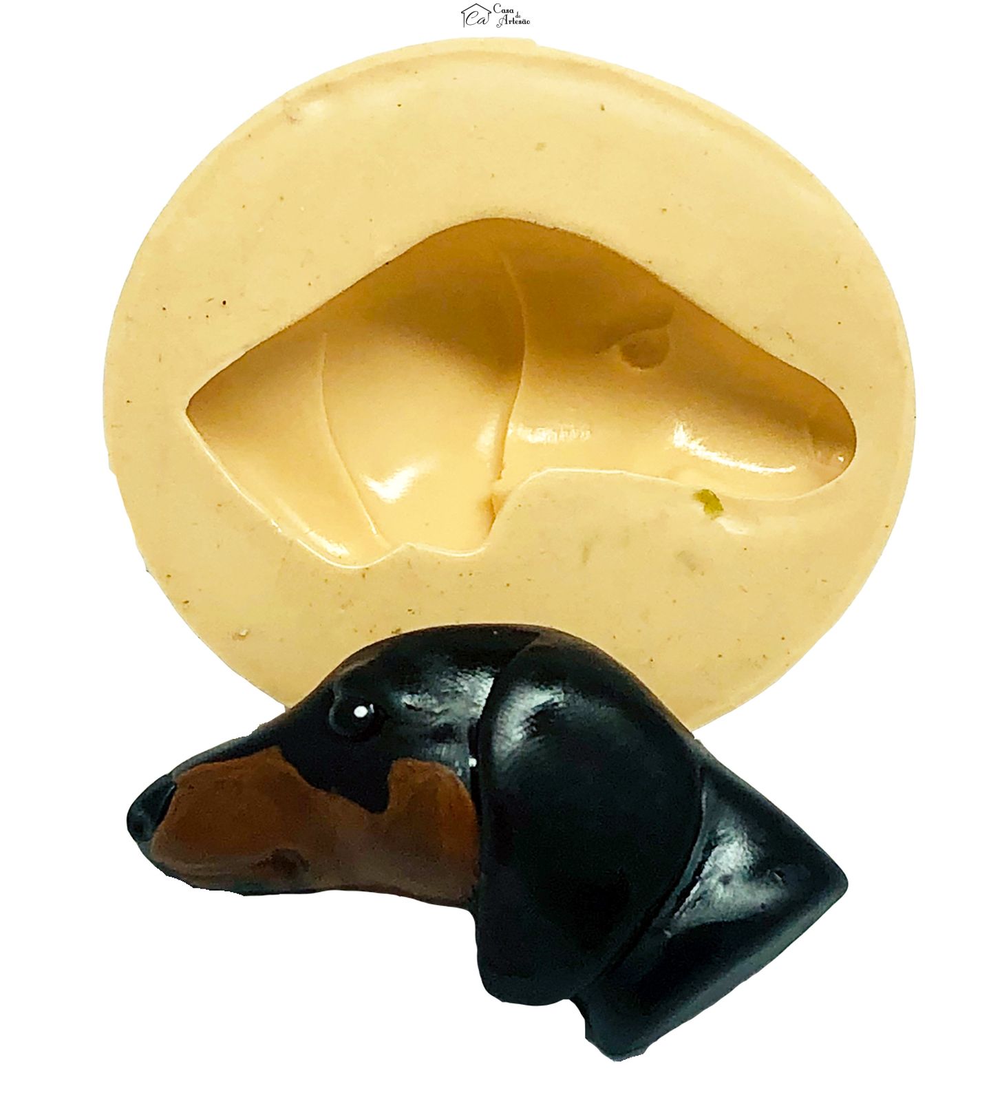 Molde de silicone - Cachorro - Rosto Dachshund - Grande - P832