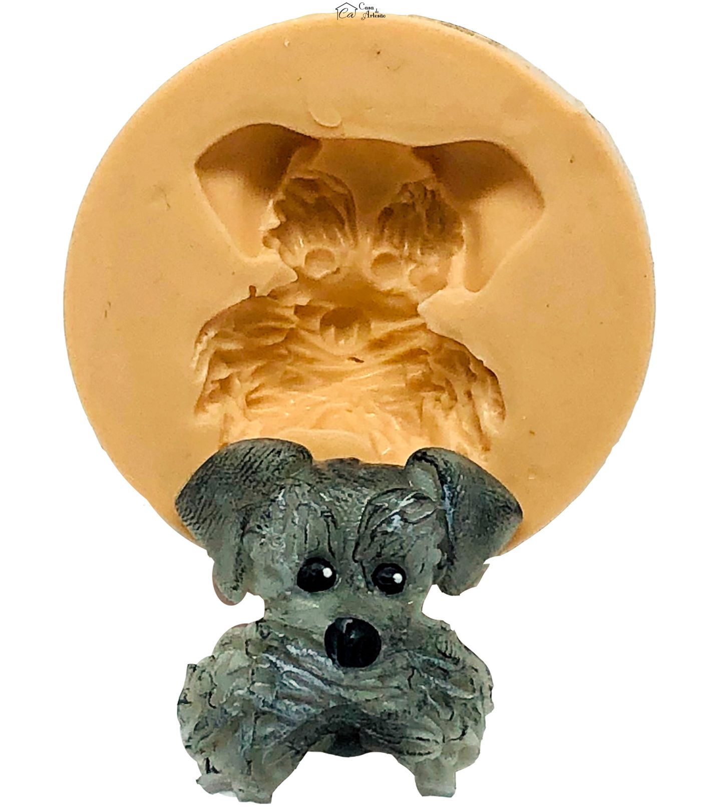 Molde de silicone - Cachorro - Rosto Schnauzer - Pequeno - P836
