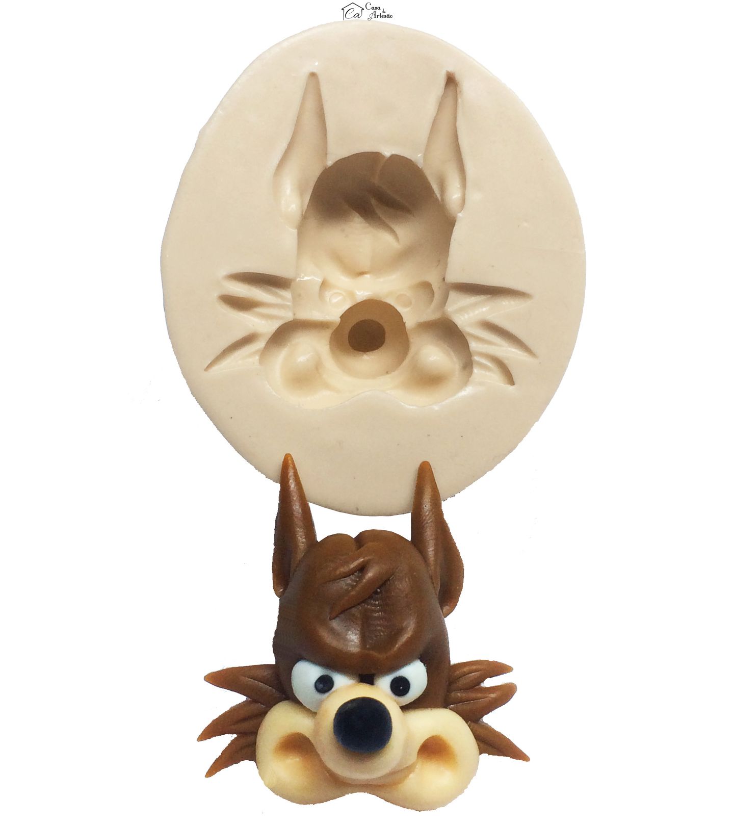 Molde de silicone - Chapeuzinho Vermelho - Rosto Lobo - Mod.01