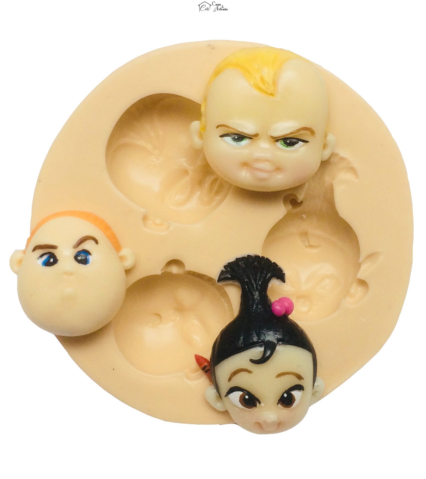 Molde de silicone - Poderoso Chefinho - Rosto Chefinho, Jimbo, Stacy - Pequeno - P366