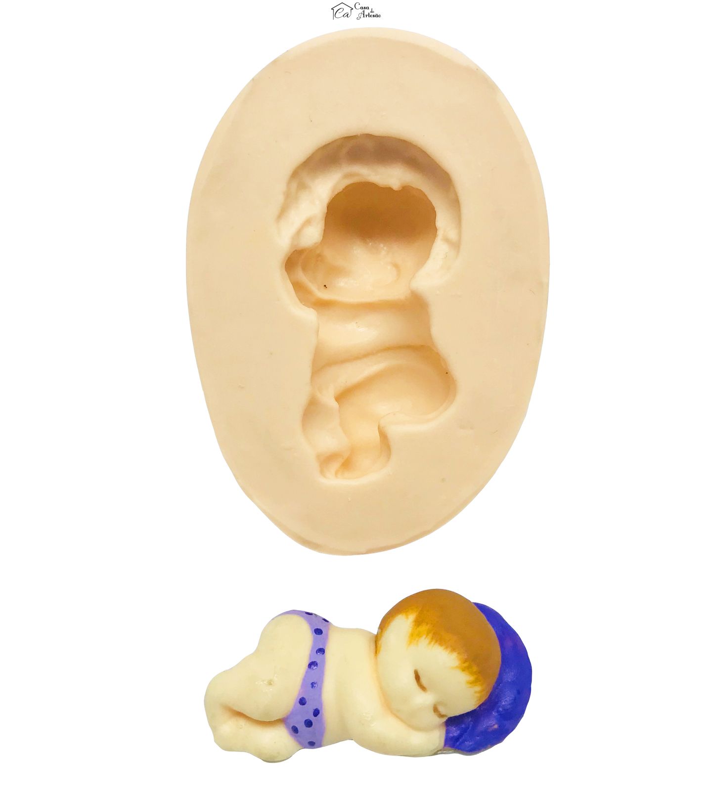 Molde de silicone - Bebe de Bruços no Travesseiro