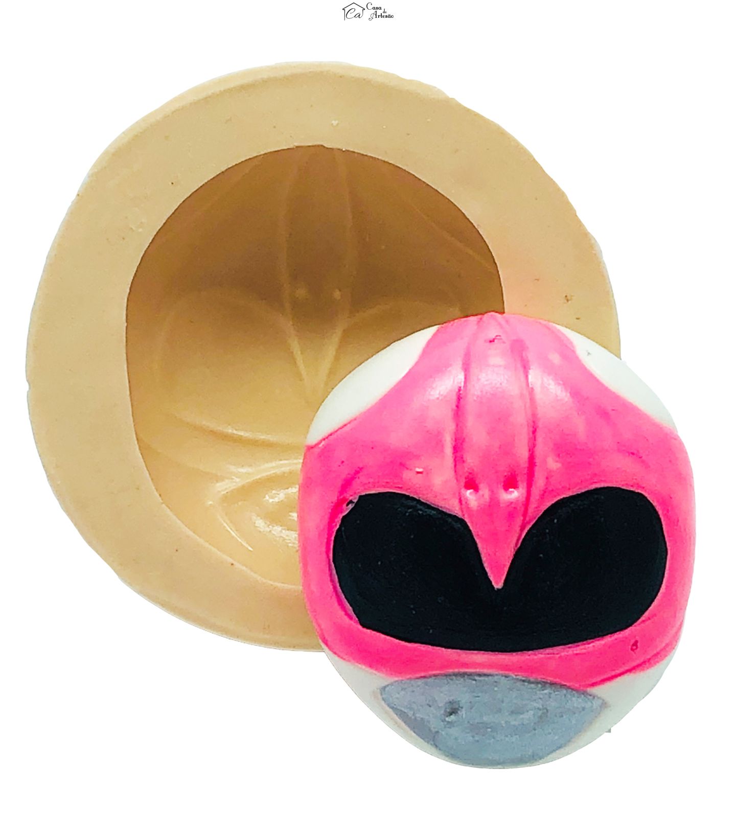 Molde de silicone - Power Ranger - Rosto Rosa - Grande - P778
