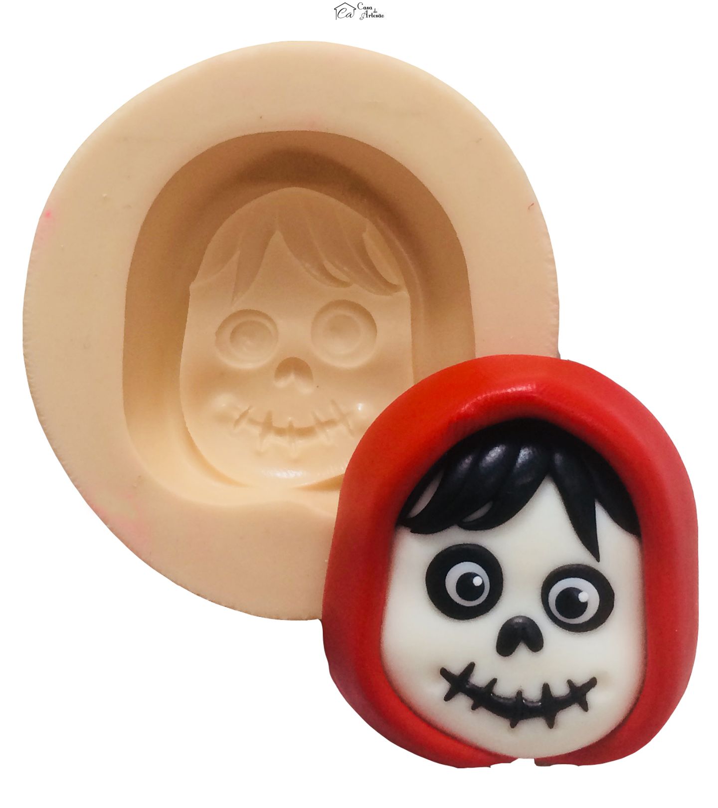 Molde de silicone - A vida é uma Festa - Rosto Miguel (Caveira) - Medio - P383