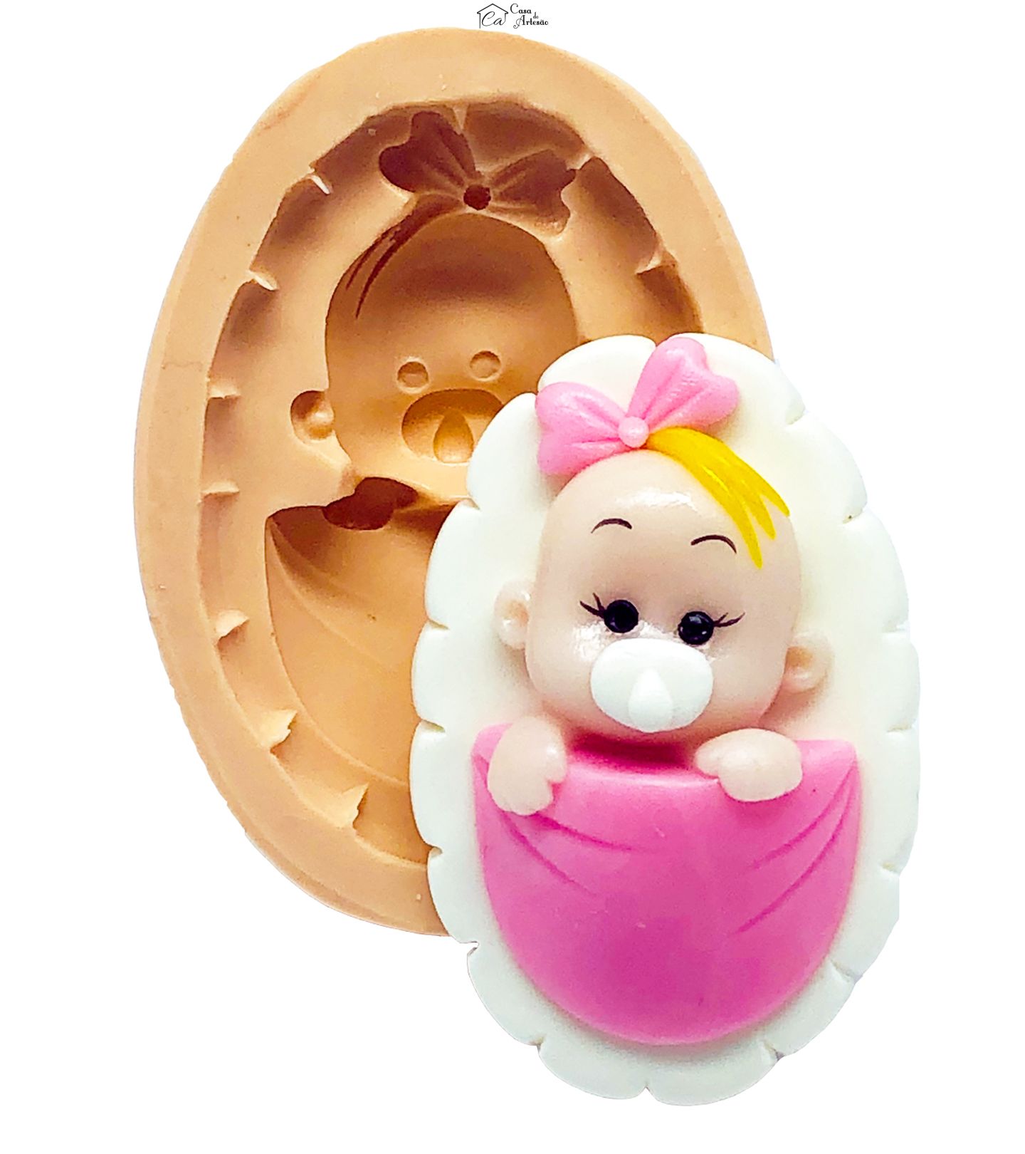 Molde de silicone - Bebê com Chupeta - Menina - Grande - P812