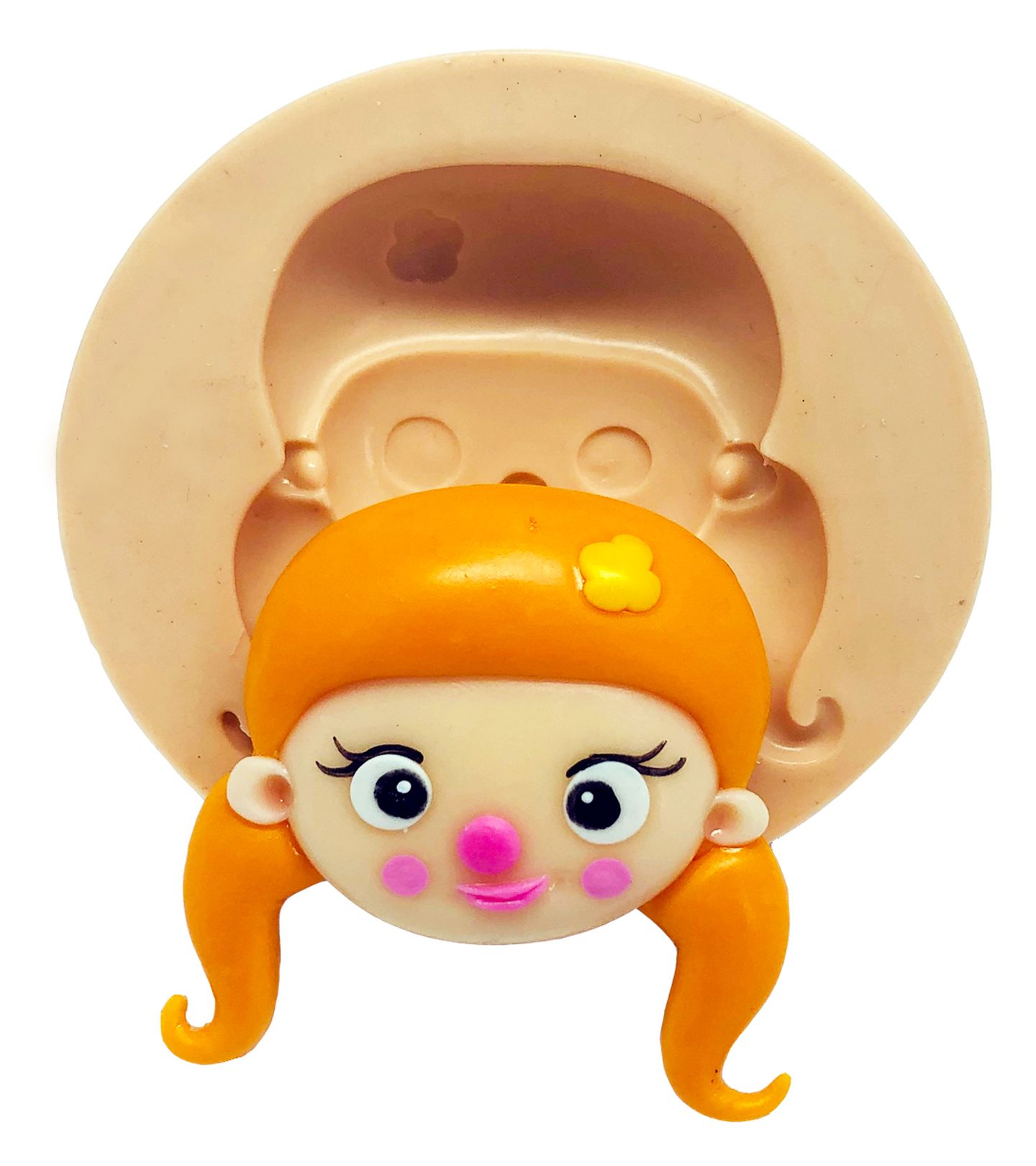 Molde de silicone - Circo Rosa - Rosto Palhaça 2 - Medio - P821