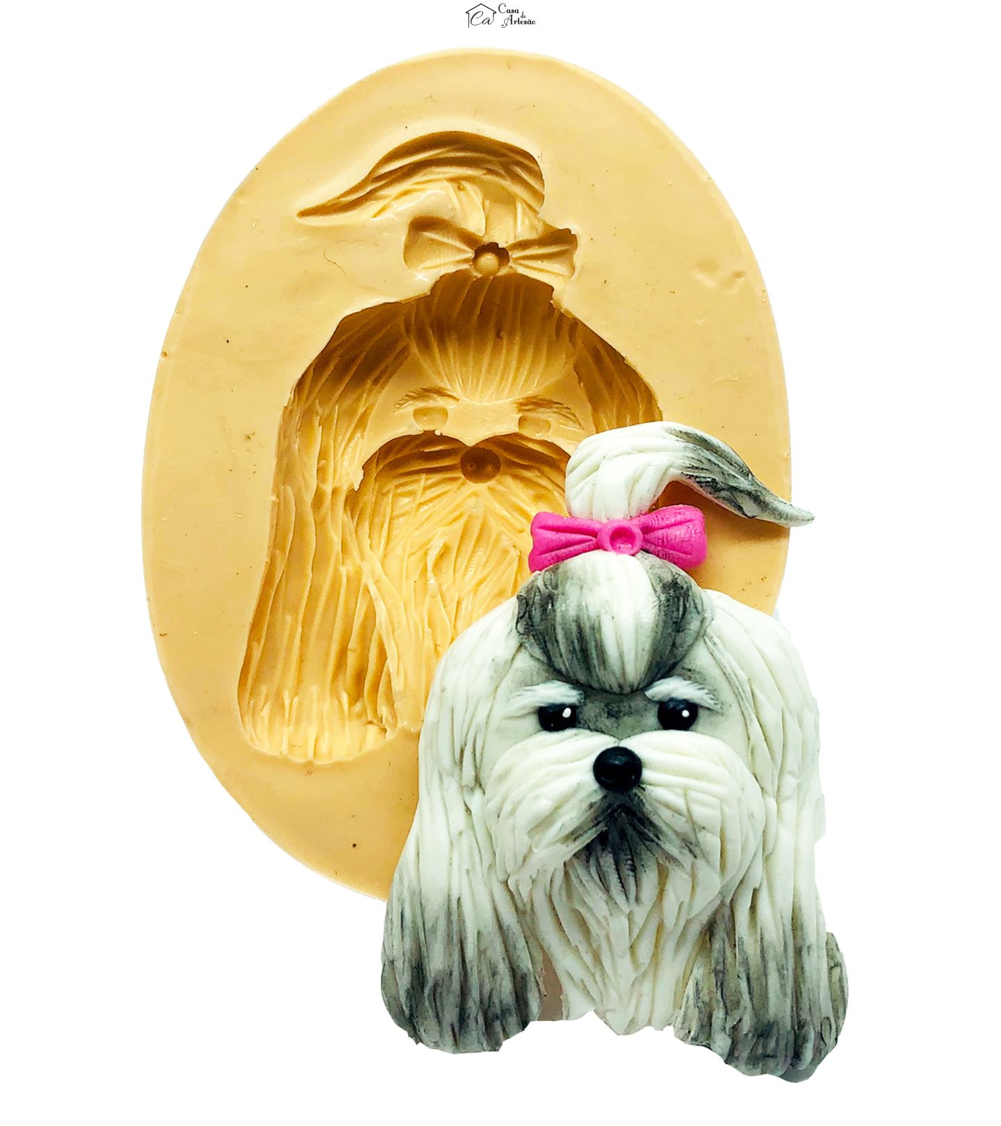 Molde de silicone - Cachorro - Rosto Lhasa Apso - Grande - P852