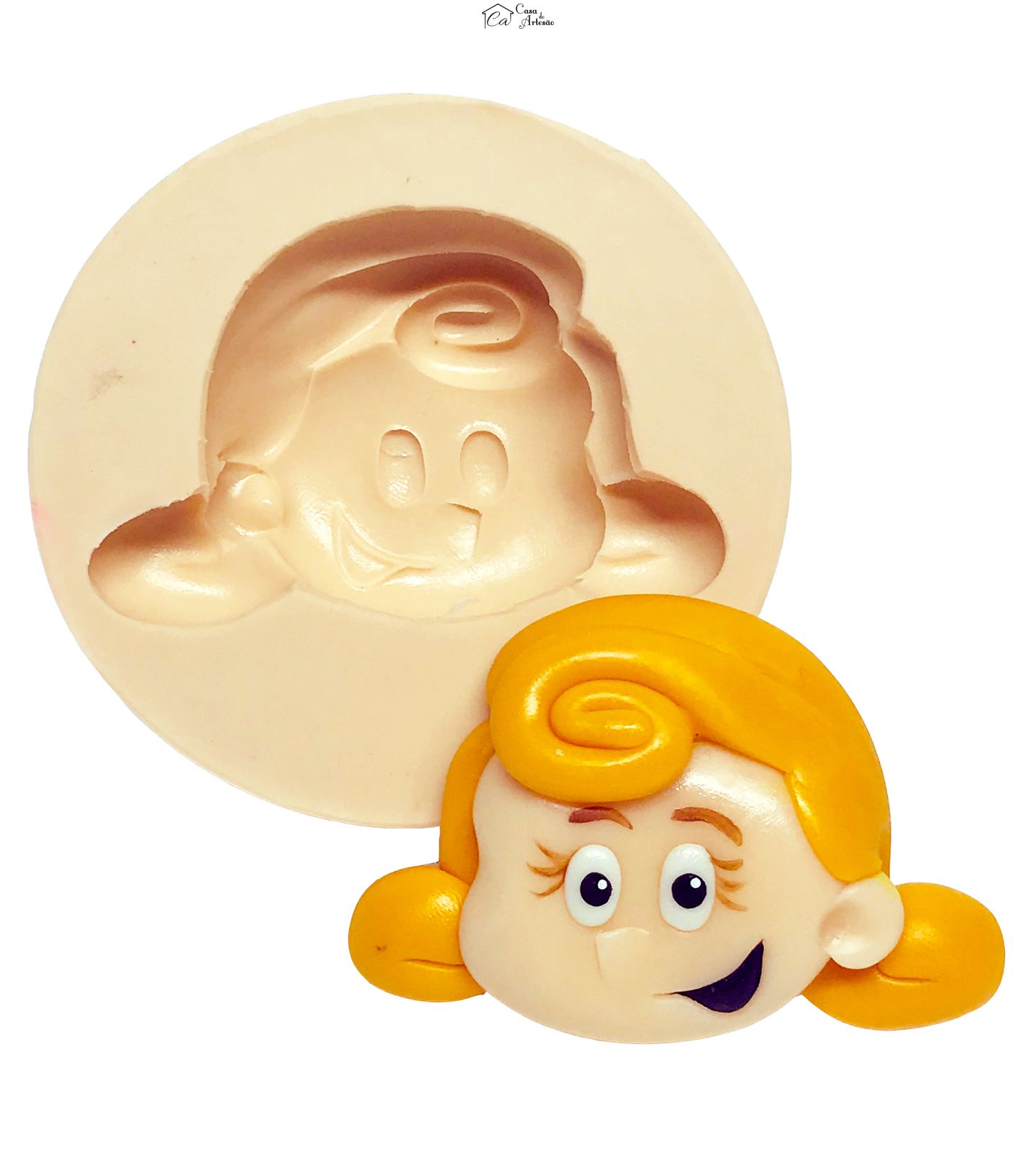 Molde de silicone - Tres Palavrinhas - Rosto Sarah - Grande -  P569