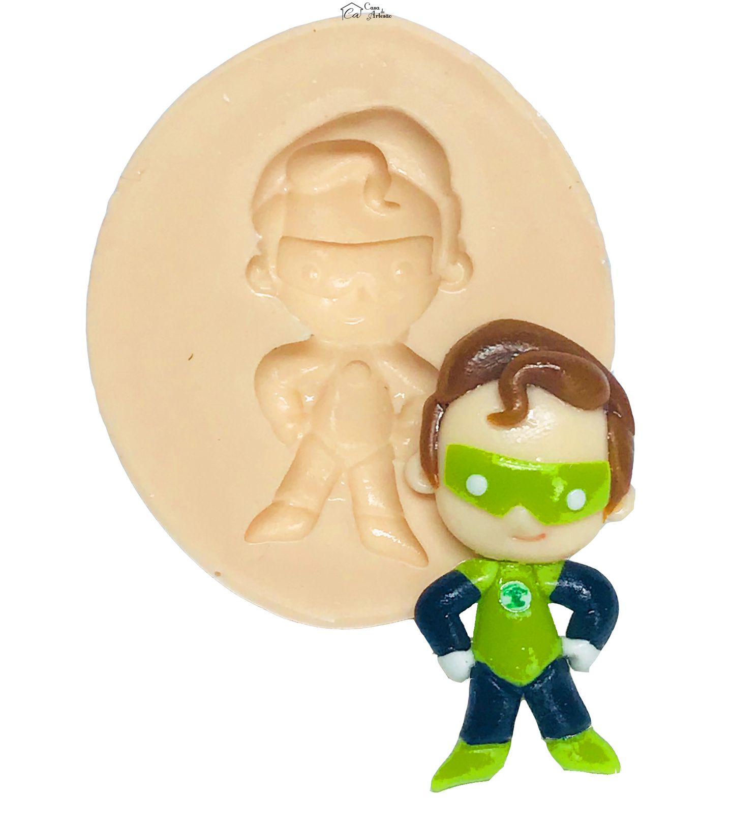 Molde de silicone - Liga da Justiça - Fofinhos - Lanterna Verde - Pequeno - P528