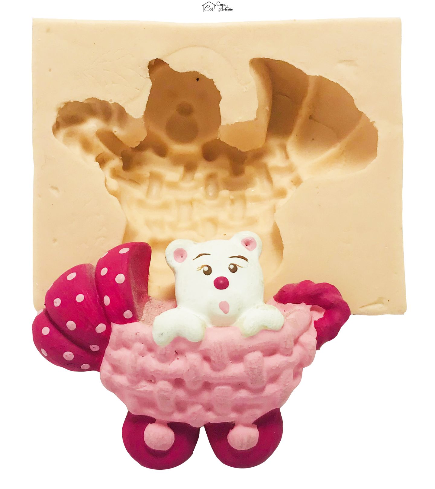 Molde de silicone - Urso no Carrinho - P64