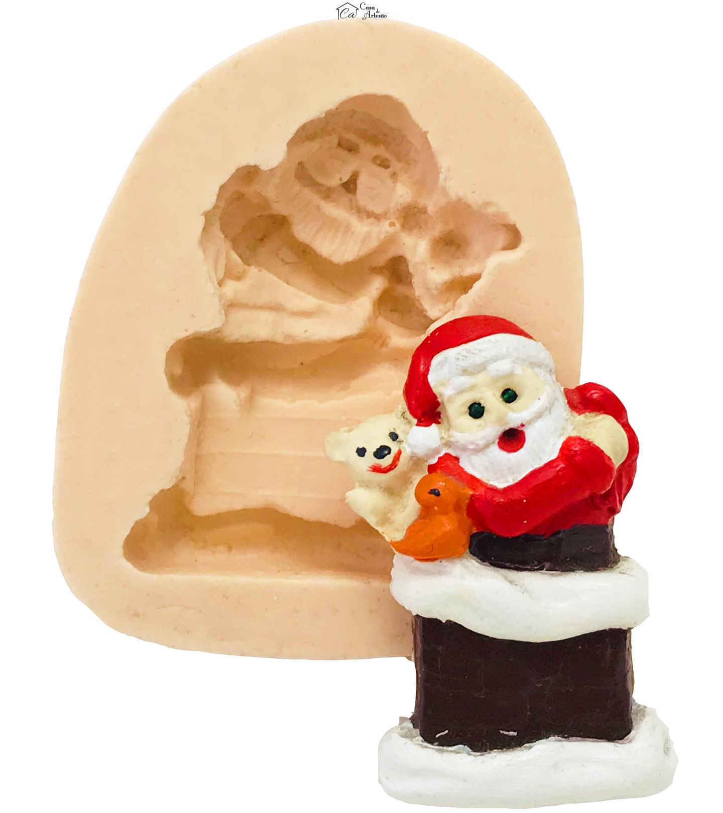 Molde de silicone - Papai Noel - Chaminé - P08