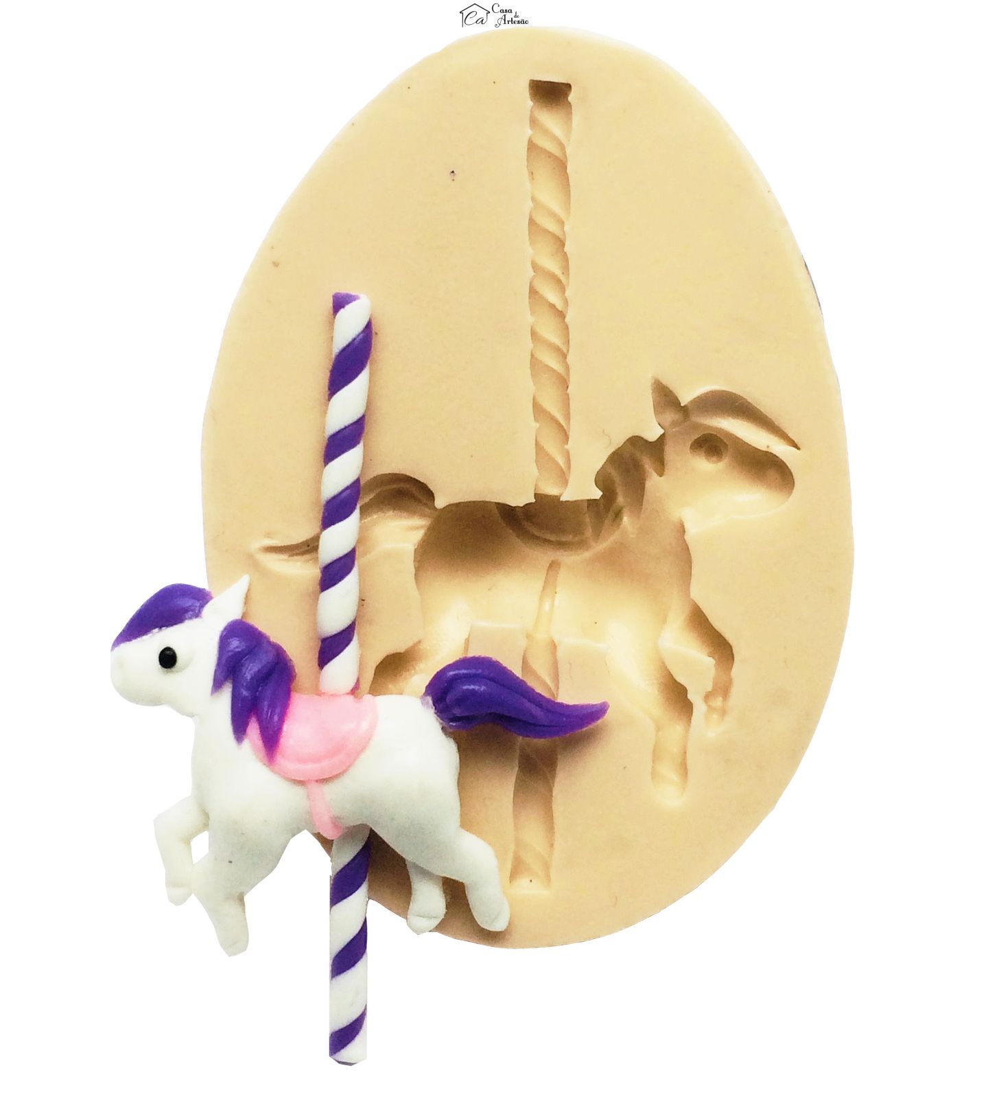 Molde de silicone - Carrossel - Cavalo - Medio - Mod. 01 - P167