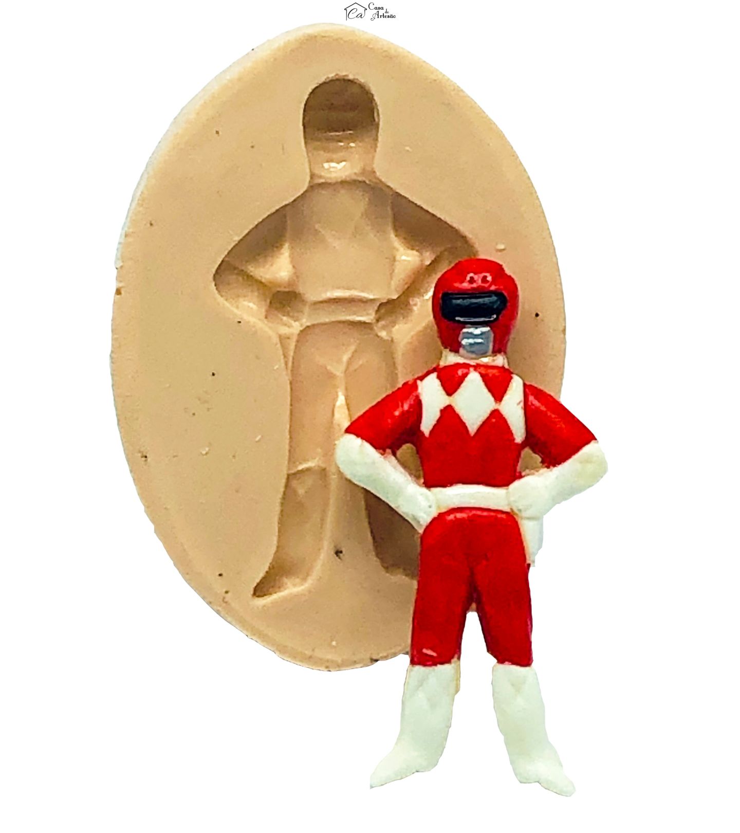 Molde de silicone - Power Ranger - Vermelho - Pequeno - P798
