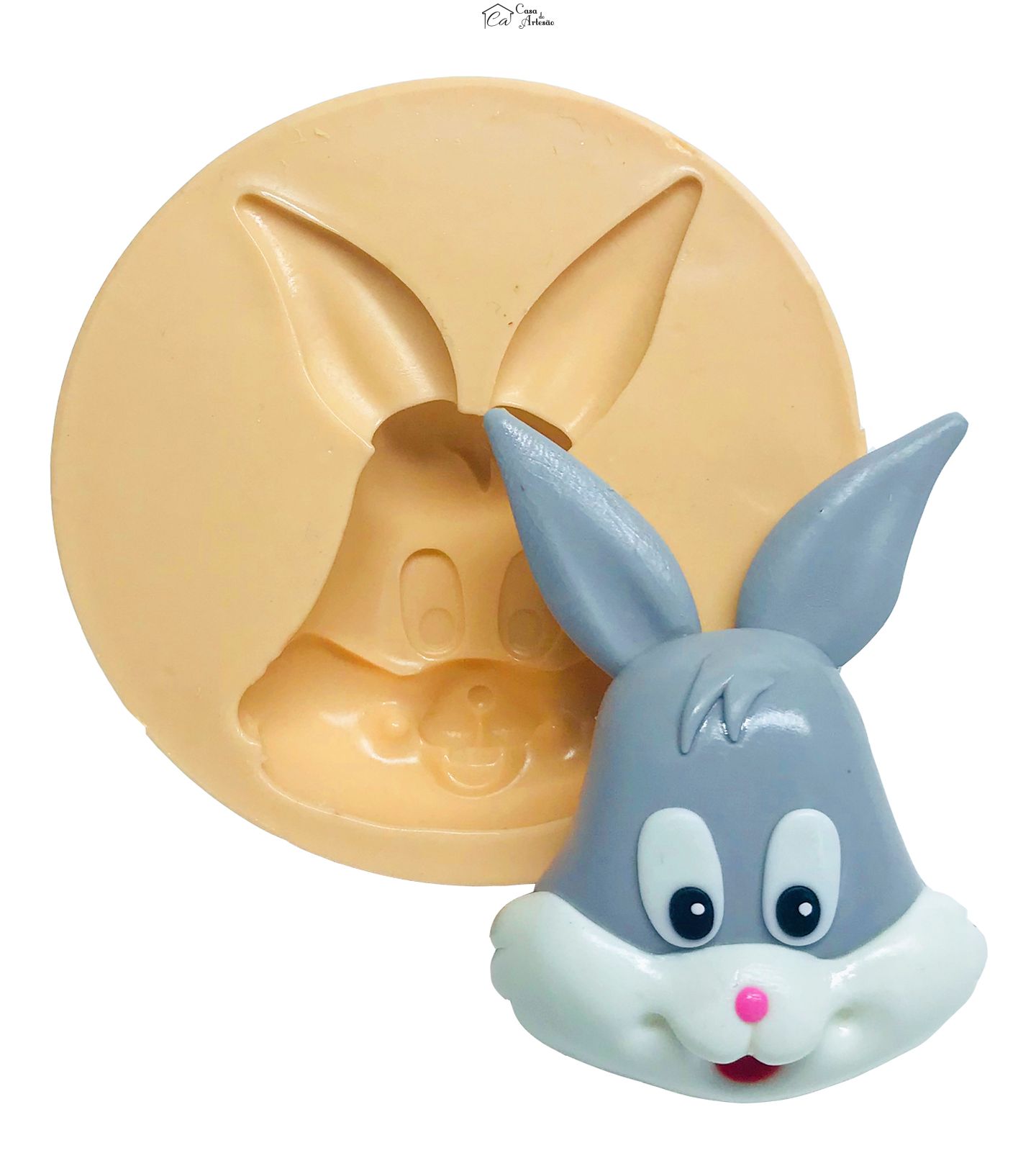 Molde de silicone - Looney Tunes Baby - Rosto Pernalonga - Grande - P597