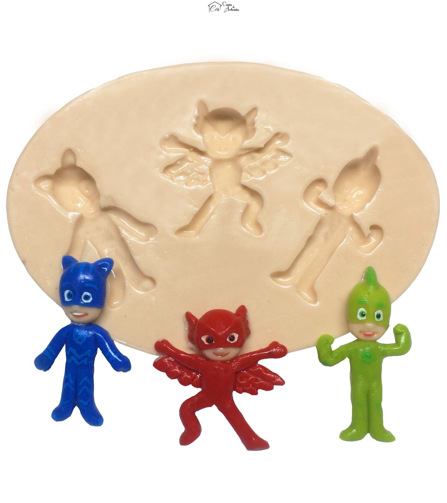 Molde de silicone - PJMasks - Catboy, Owlette e Gekko - Pequeno - P270
