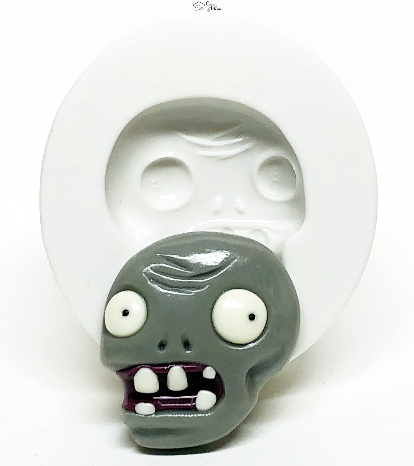 Molde de silicone - Plantas vs Zumbis - Rosto Zumbi - Grande - P1062