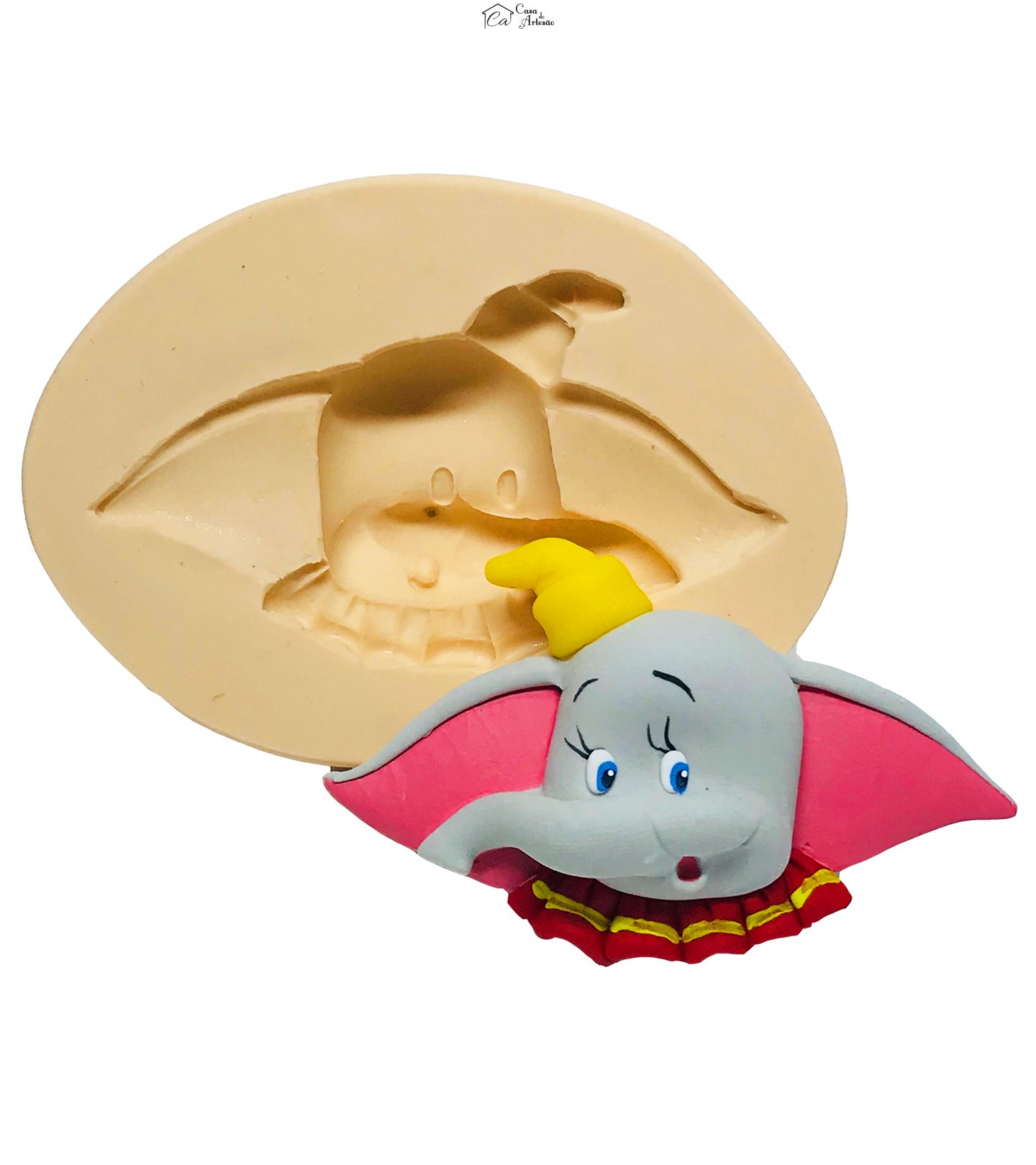 Molde de silicone - Dumbo - Rosto Dumbo - Grande