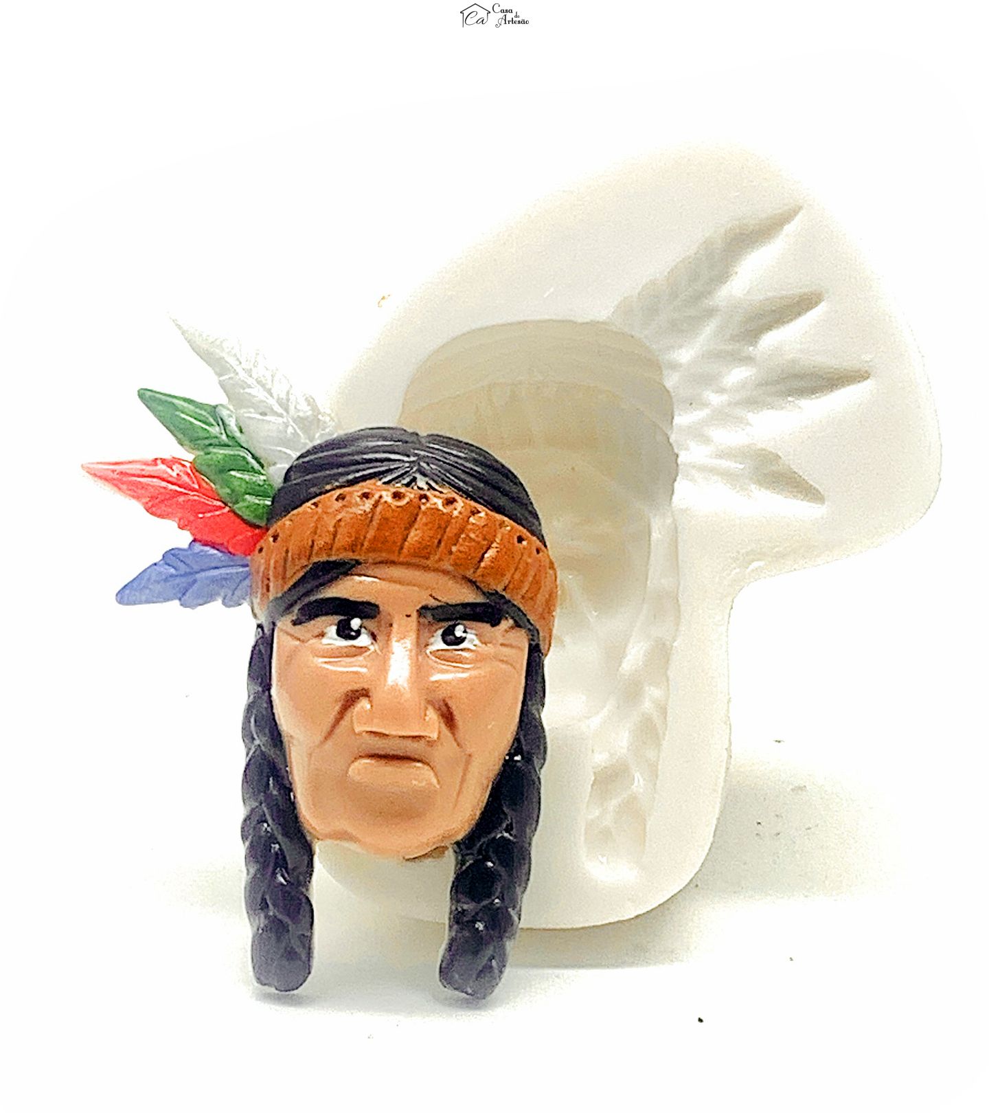 Molde de silicone - Indio - Rosto - Pequeno - P1140