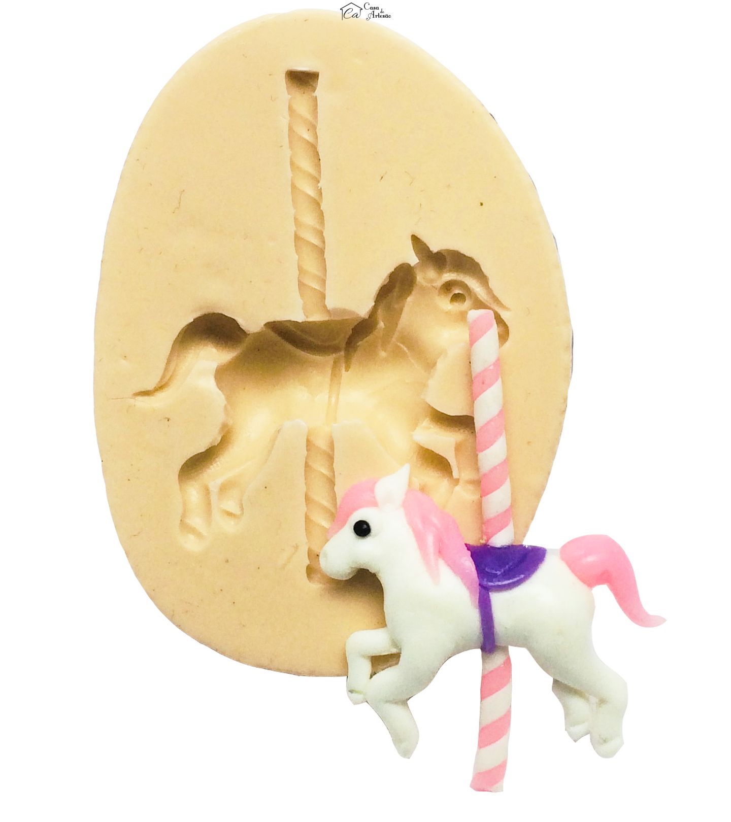 Molde de silicone - Carrossel - Cavalo - Pequeno - Mod.01 - P167 / 186