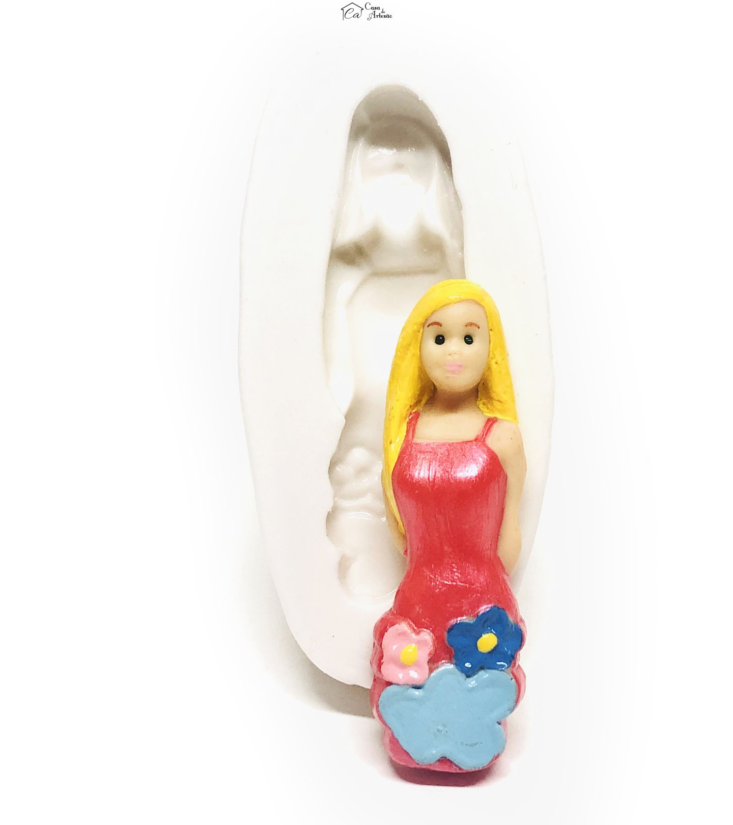 Molde de silicone - Moça c/ Vestido Florido - P02