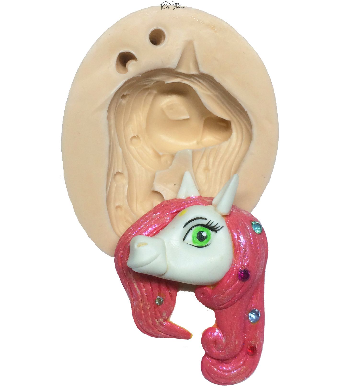 Molde de silicone - O Mundo de Mia - Rosto Unicornio Liria - P07