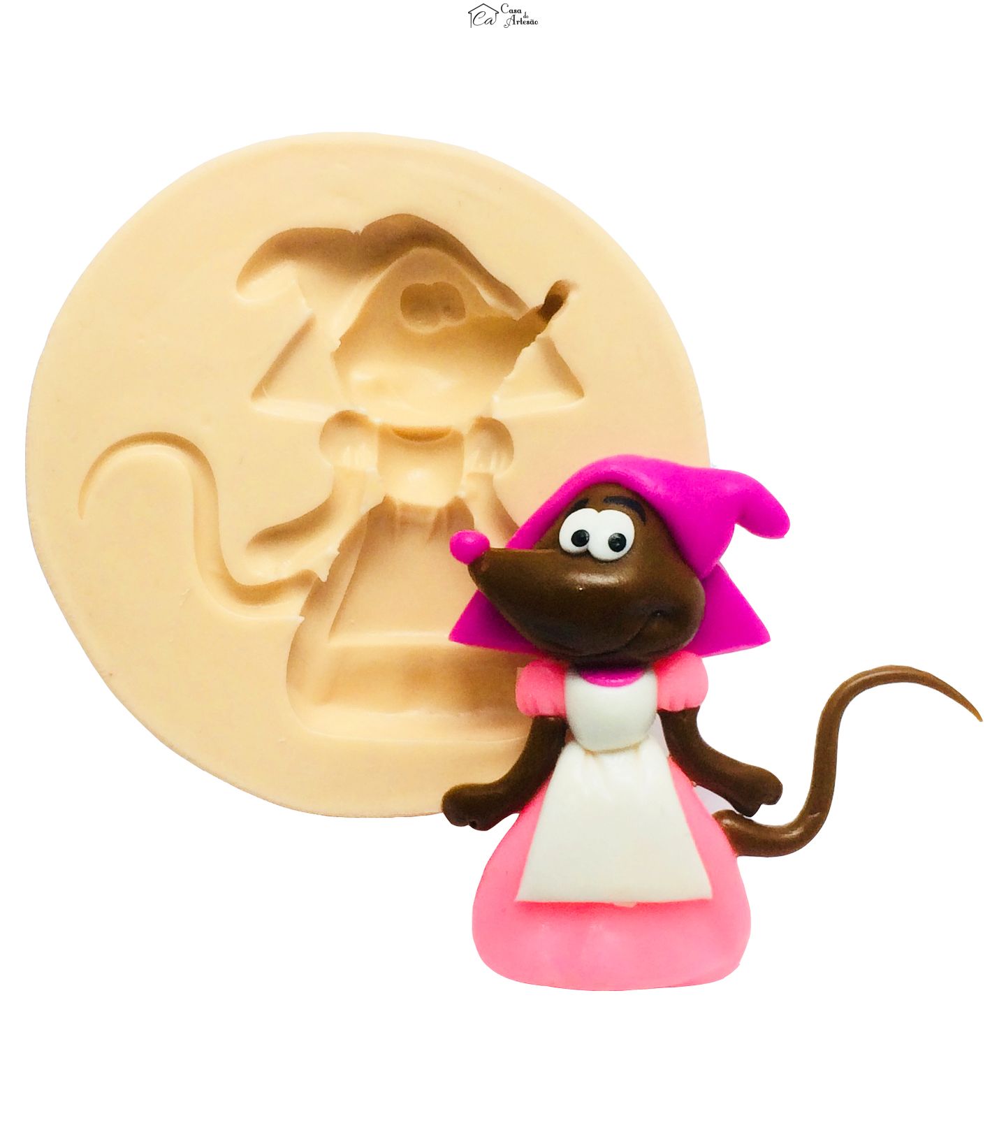 Molde de silicone - Cinderela - Ratinha Mary  Media - P288