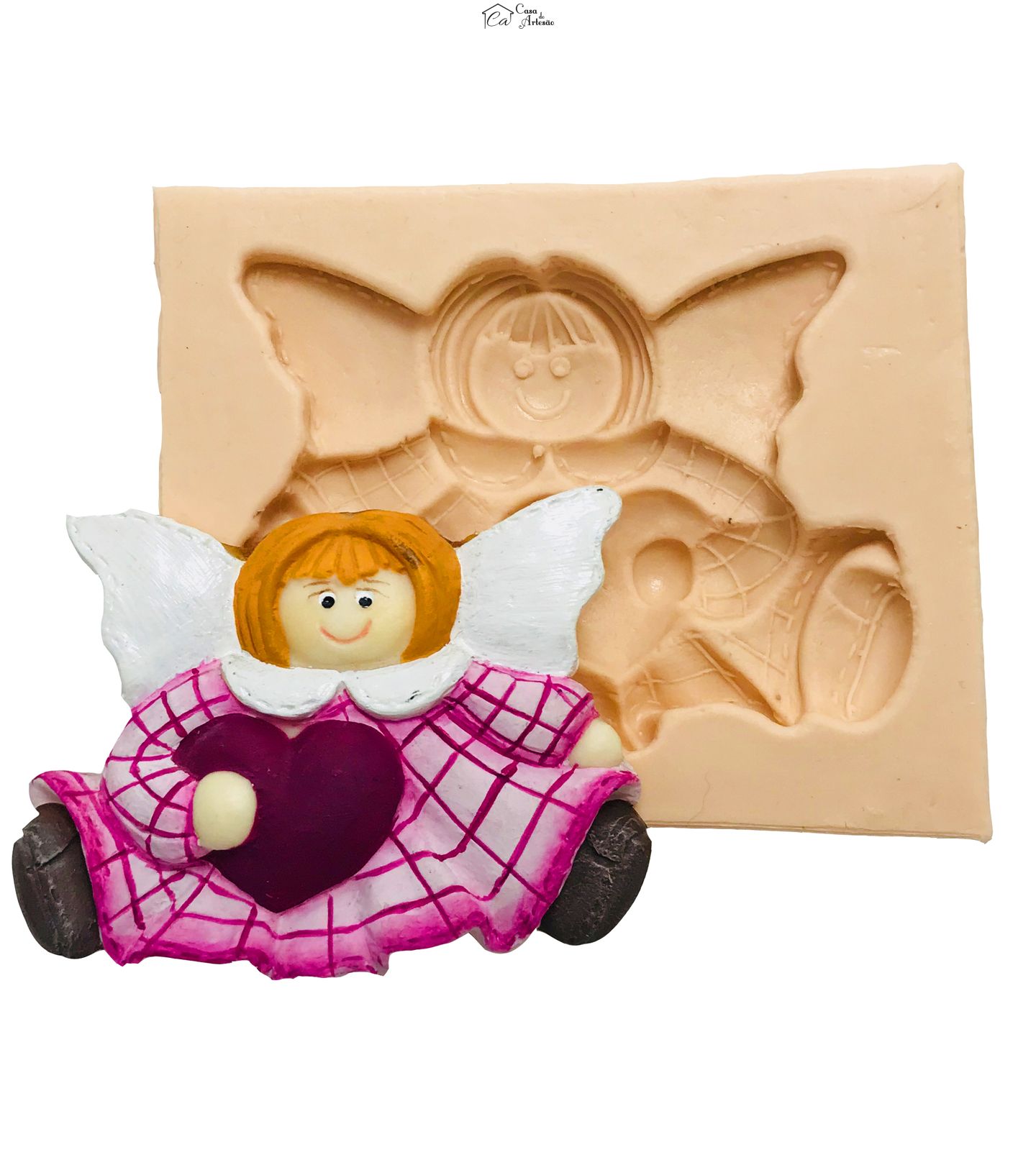 Molde de silicone - Anjo Segurando Coração - Mod.1 - P91-P68