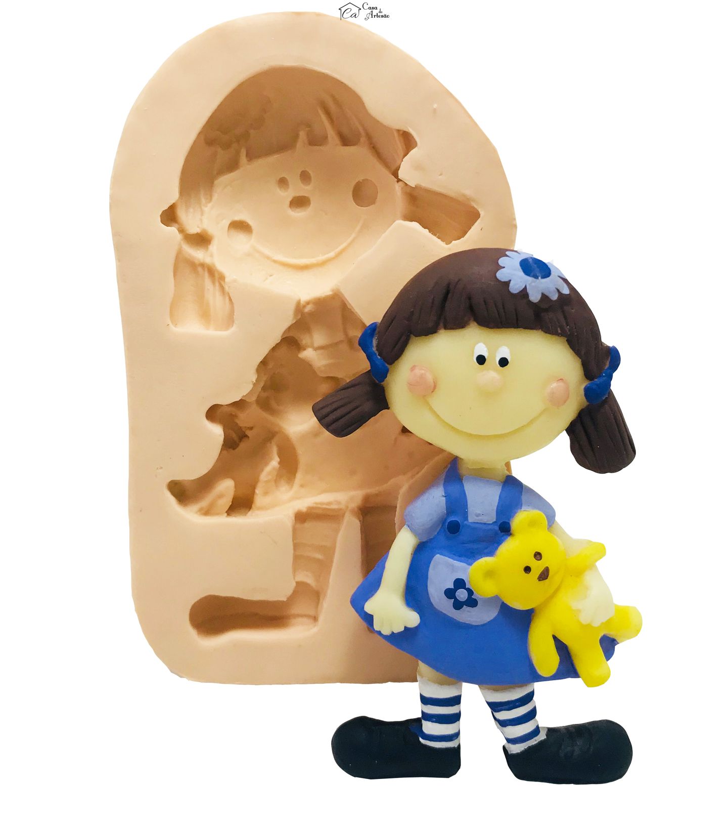 Molde de silicone - Menina C/Urso - P106