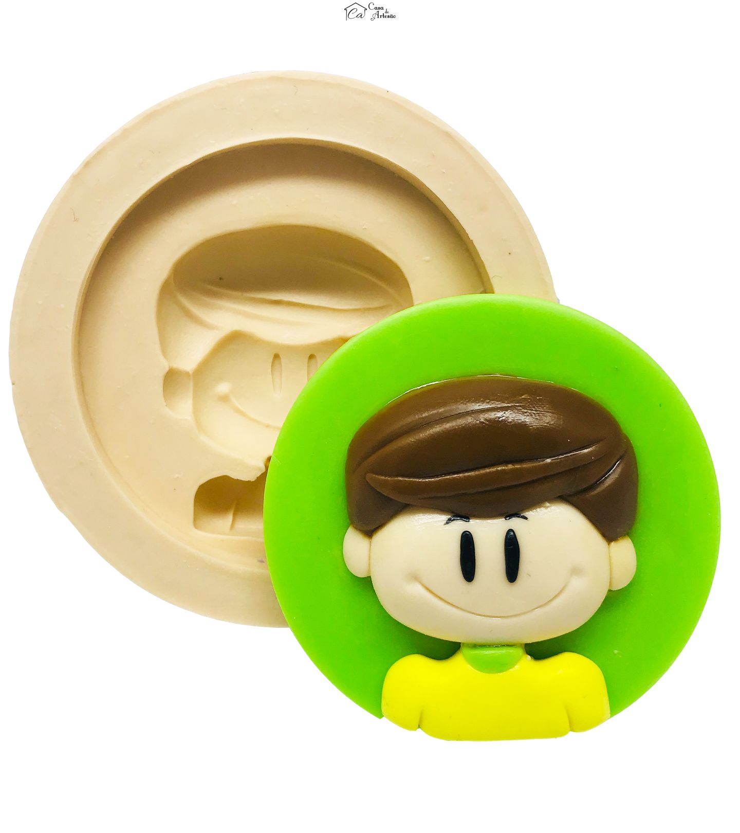 Molde de silicone - Galinha Pintadinha com Base - Rosto Menino - Grande -  P501