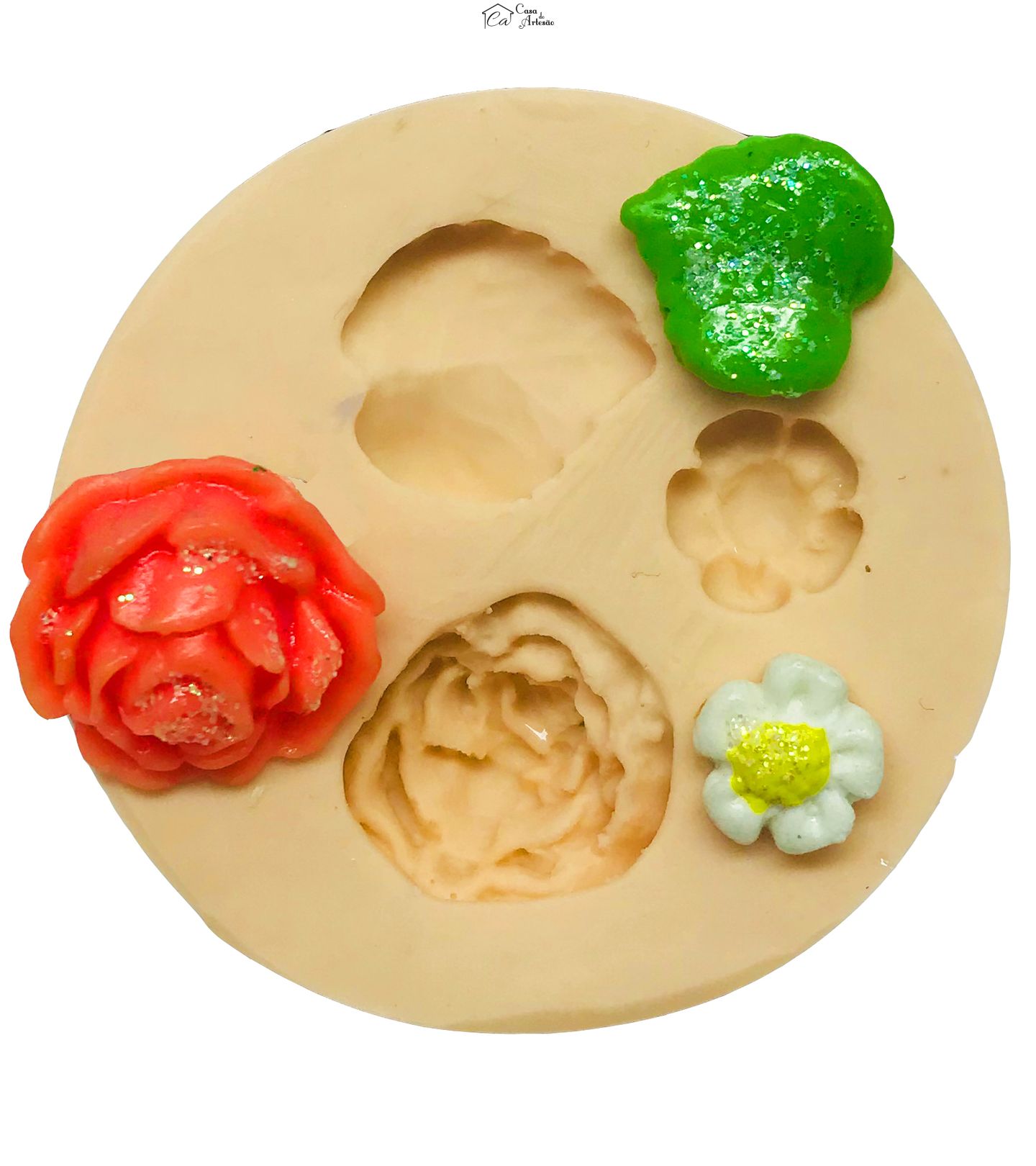 Molde de silicone - Rosa / Margarida / Folha (3)