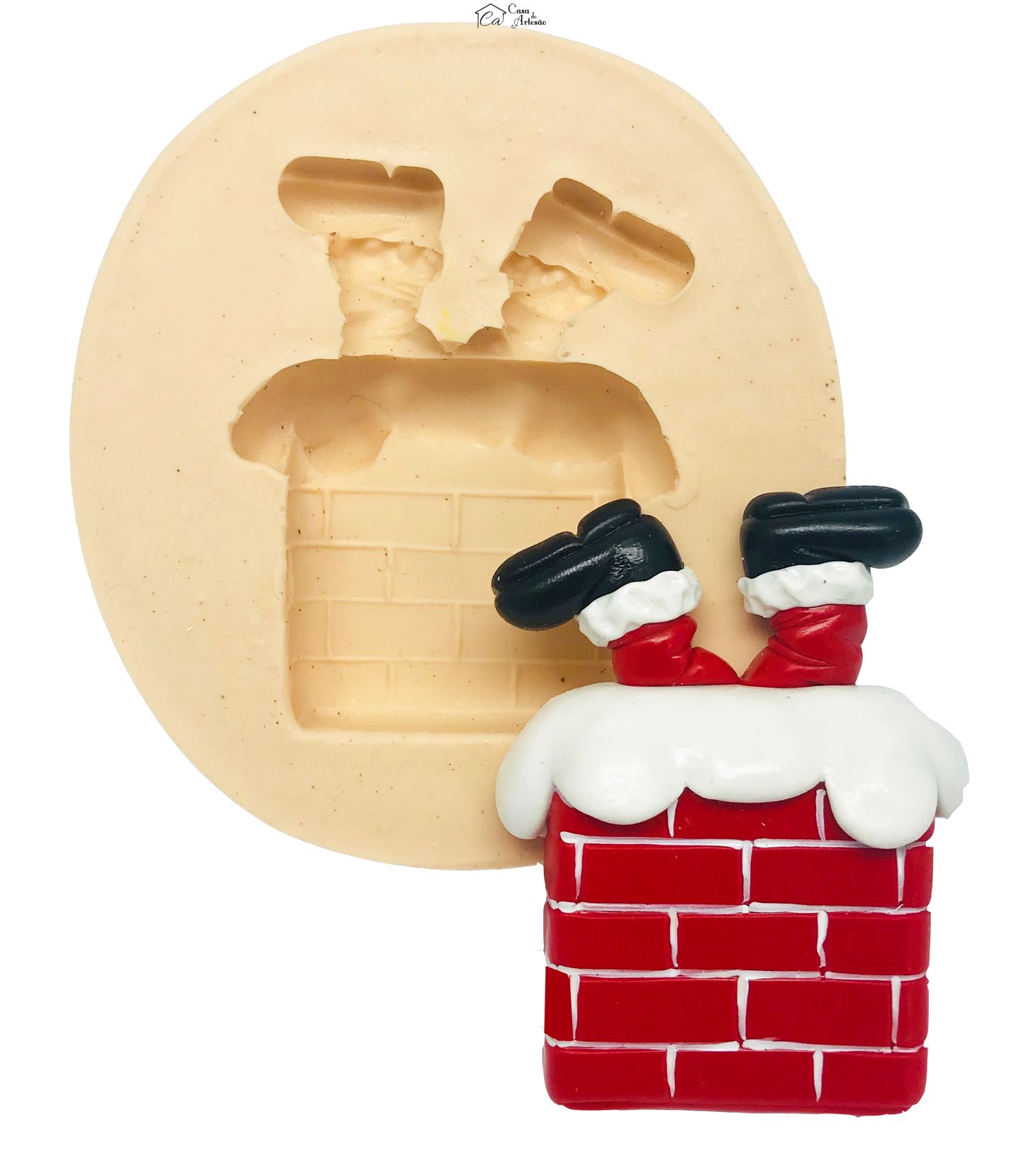 Molde de silicone - Papai Noel Entrando na Chaminé - Grande - 463