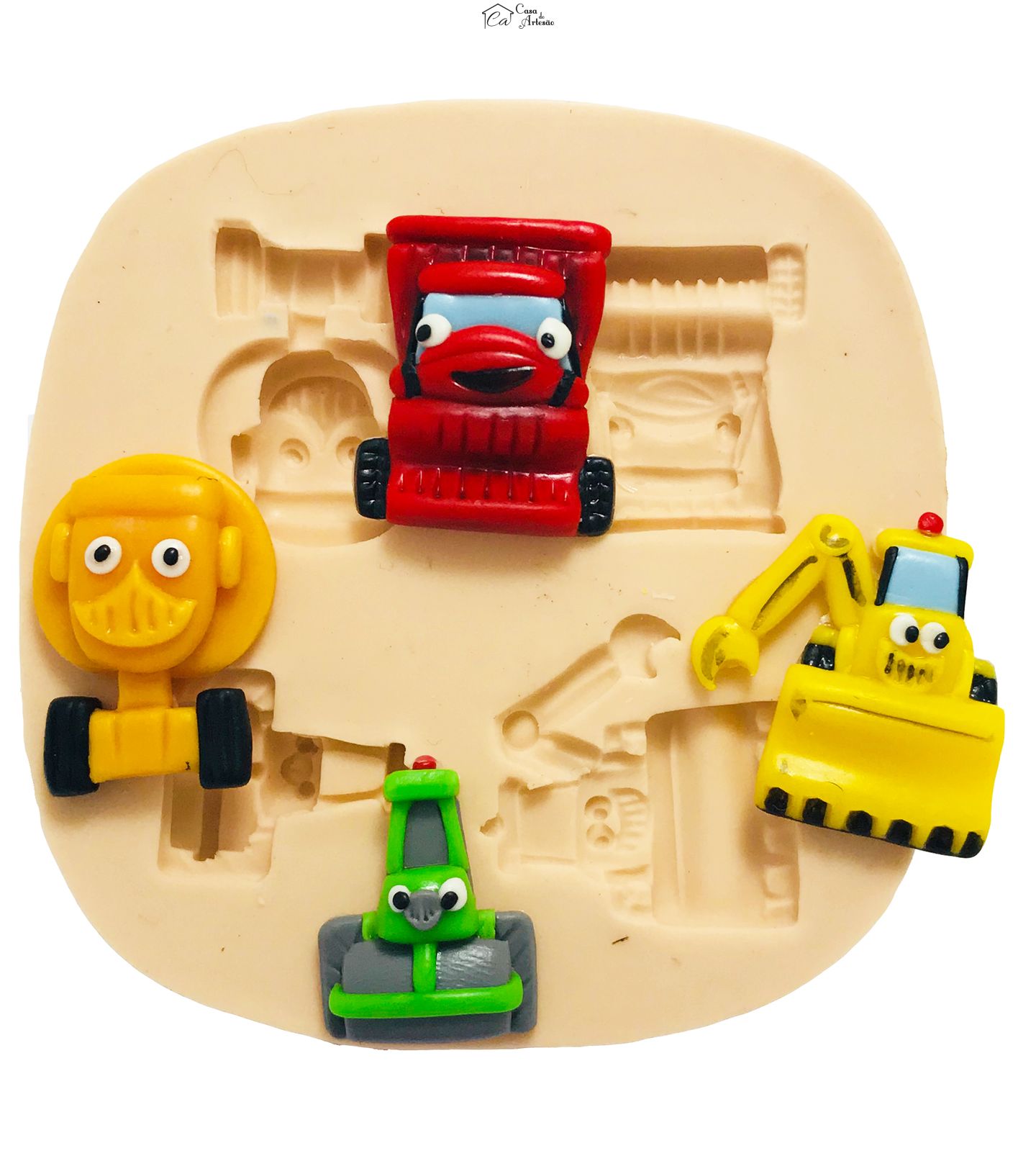 Molde de silicone - Bob Construtor - Dizzy, Muck, Roley, Scav - Pequeno - P436