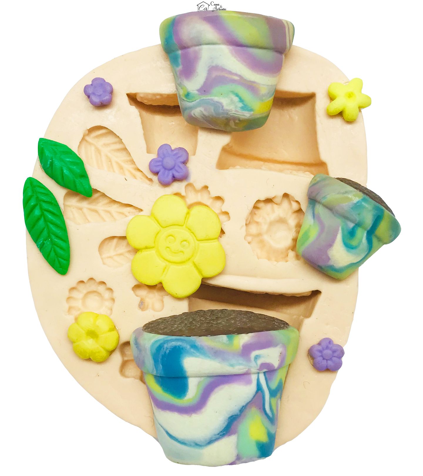 Molde de silicone - Vasos e Flores - Mod. 1 - P101