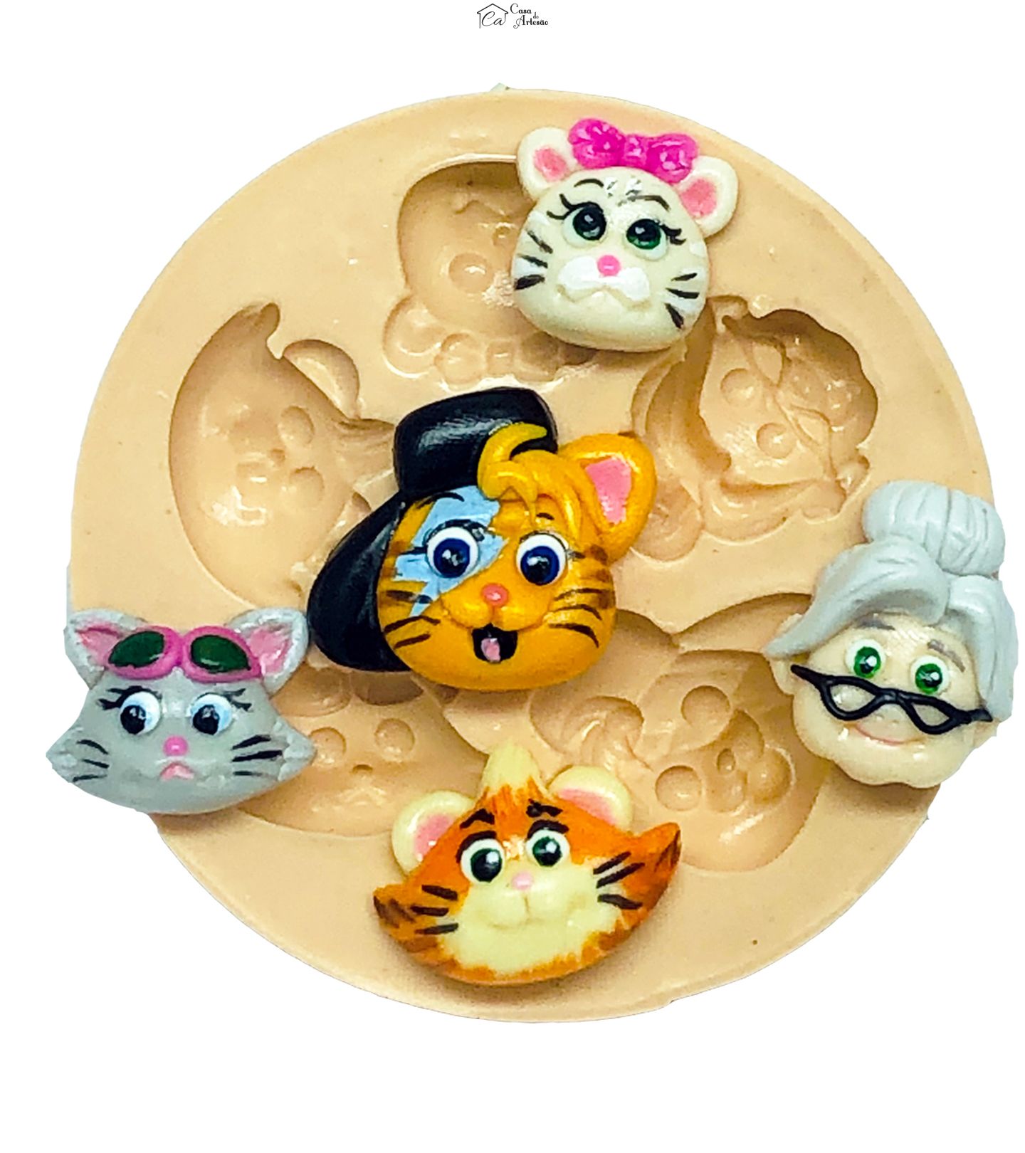 Molde de silicone - 44 Gatos - Rosto Personagens - Pequenos - P803